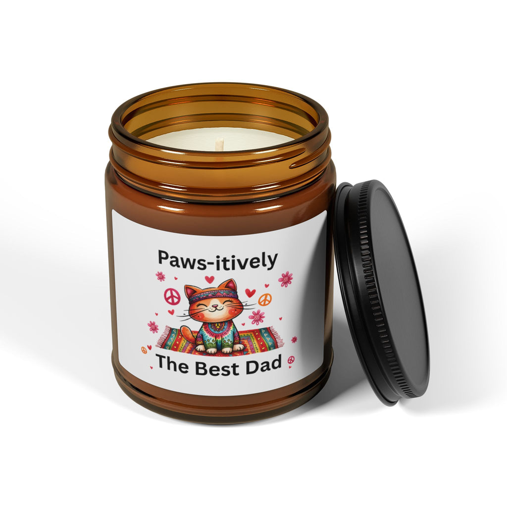 Paws-itively The Best Dad Scented Soy Candle, Cat Dad Gift
