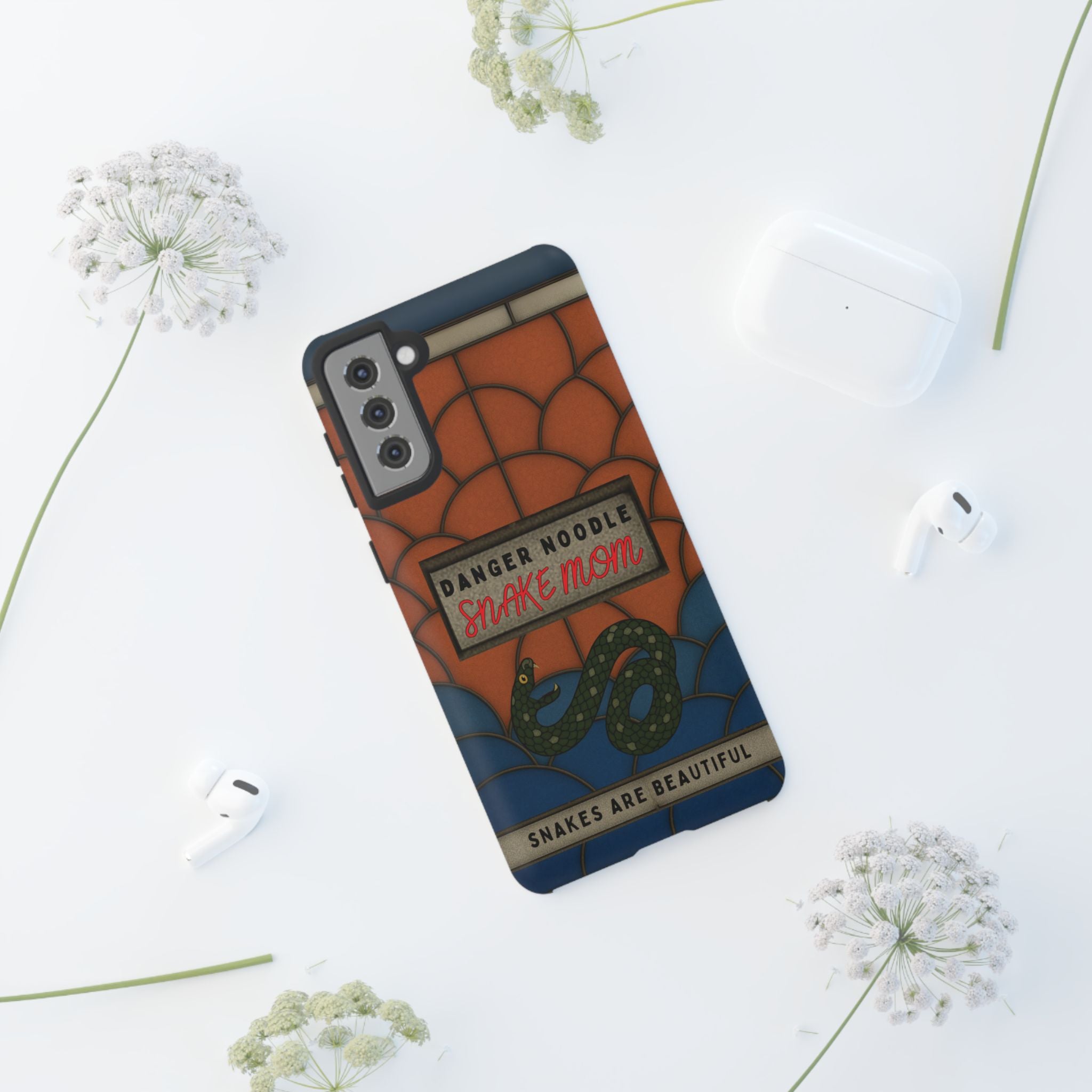 Danger Noodle Snake Mom Phone Case | Snakes Are Beautiful |Stained Glass Snake Art | Funny Snake Lover Gift |  Reptile Mom Phone Cover