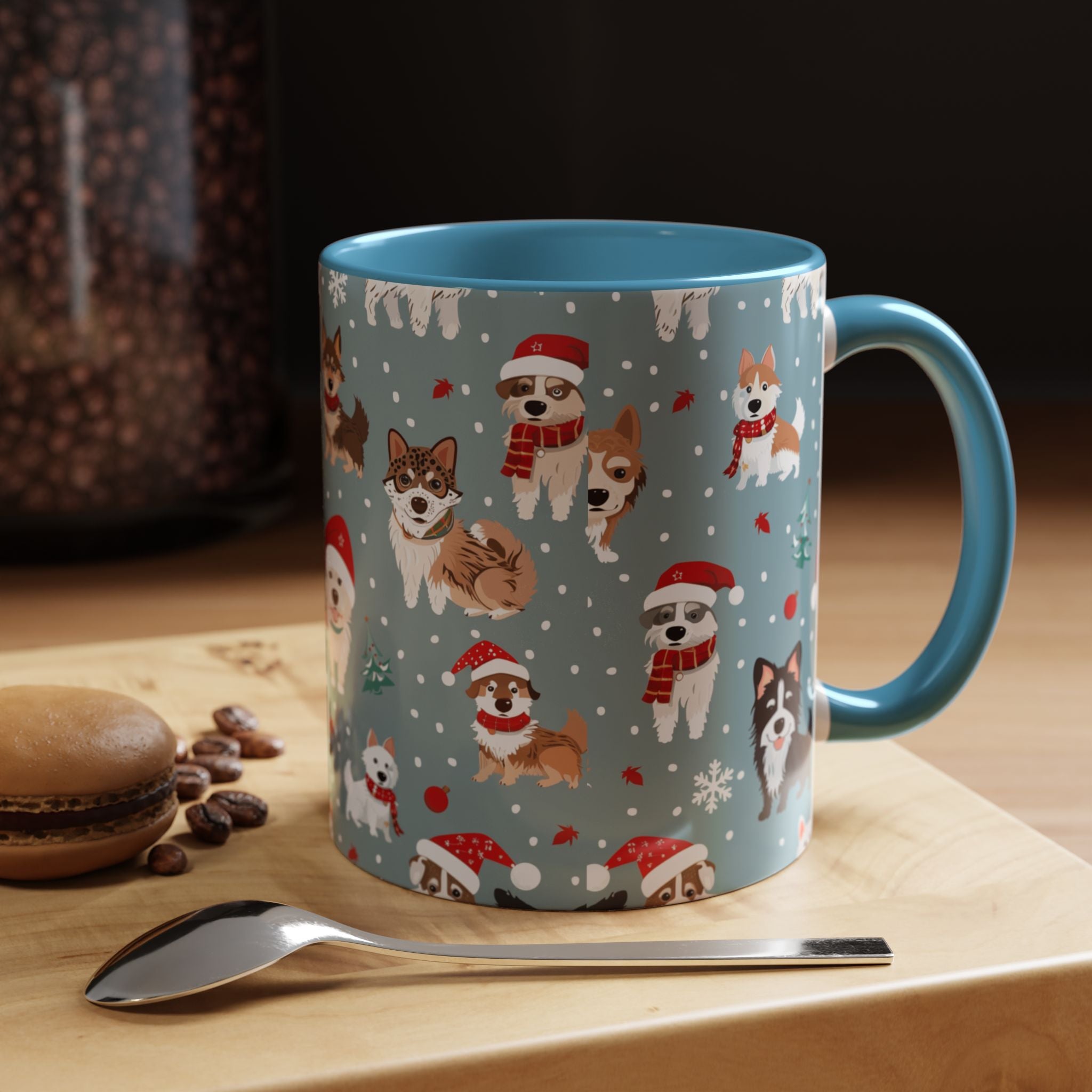Corgi Holiday Coffee Mug – Cute Santa Dog Pattern Accent Mug (11/15oz)
