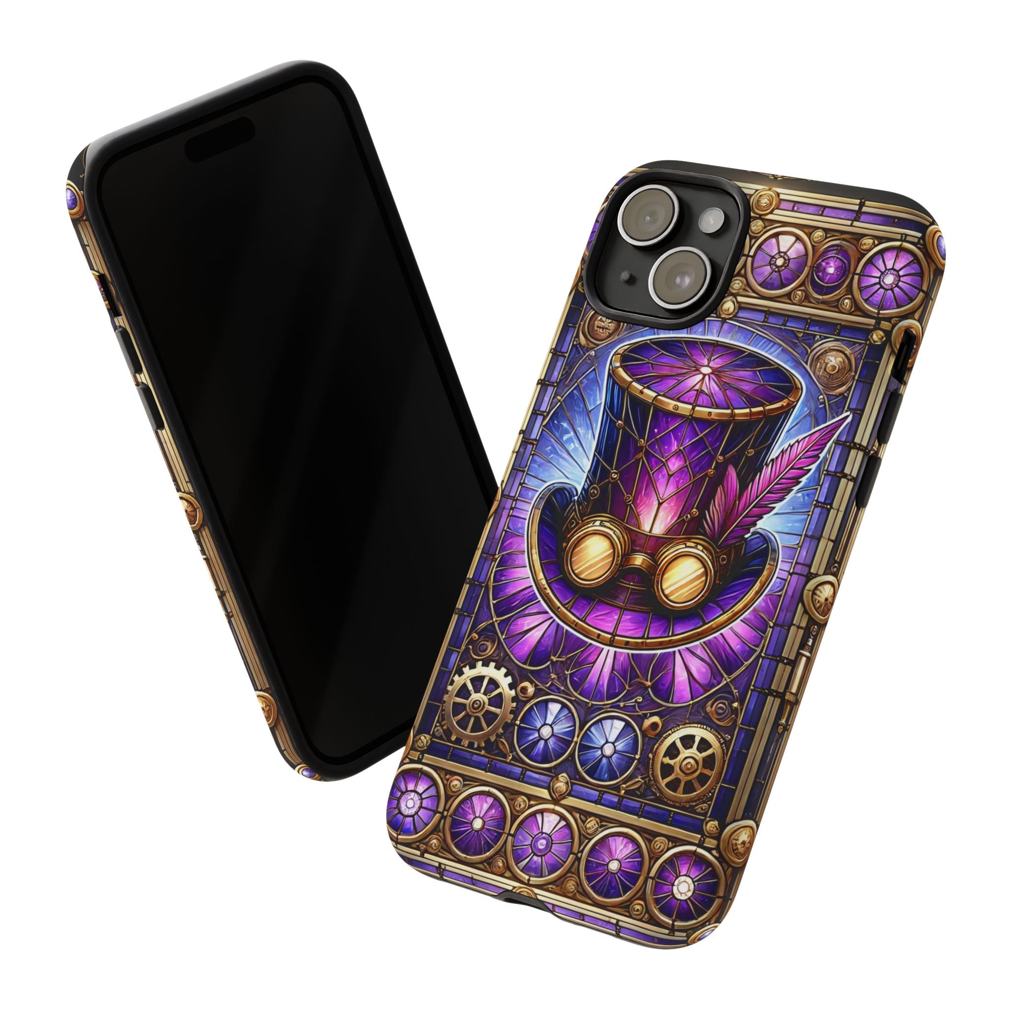 Stained Glass Steampunk iPhone Case – 3D Full-Wrap Protective Phone Cover With TPU Liner