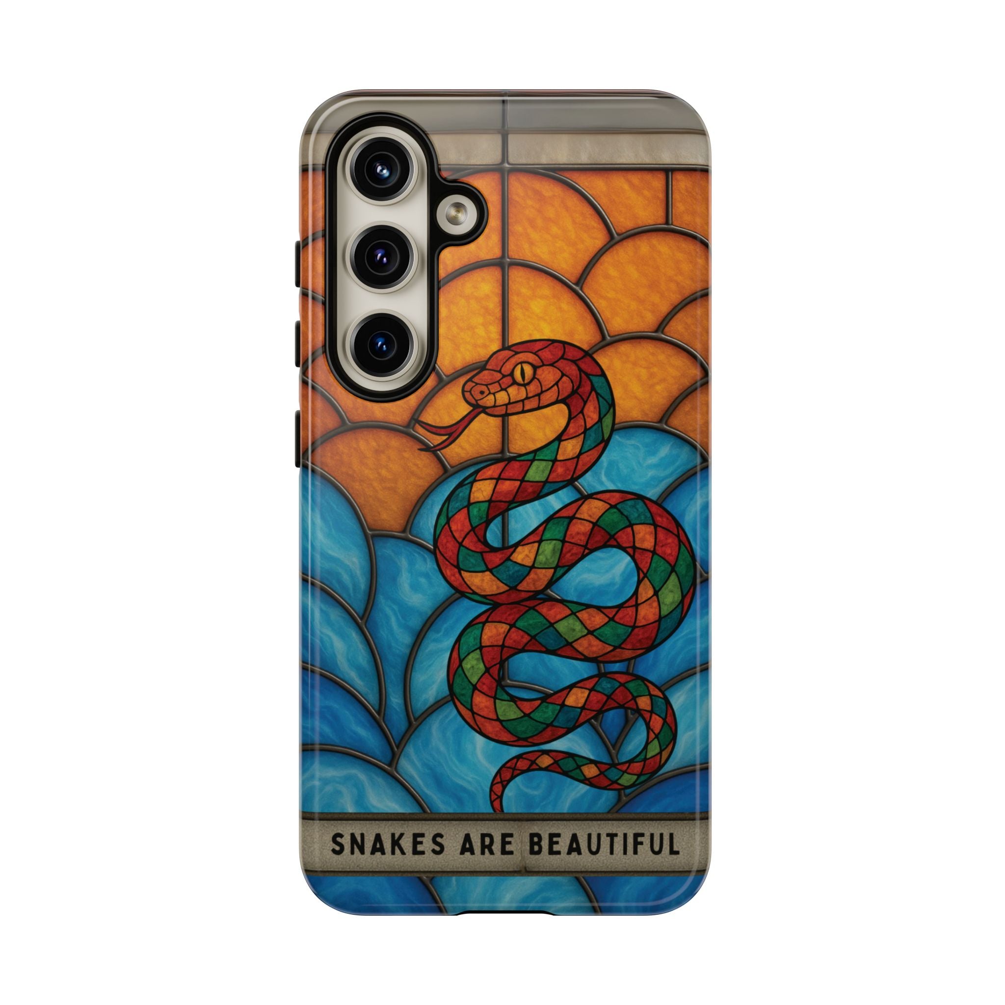 Snakes Are Beautiful Stained Glass Phone Case, Colorful Reptile Design Phone Cover, Nature Lovers Reptile Phone Case, Danger Noodle Case