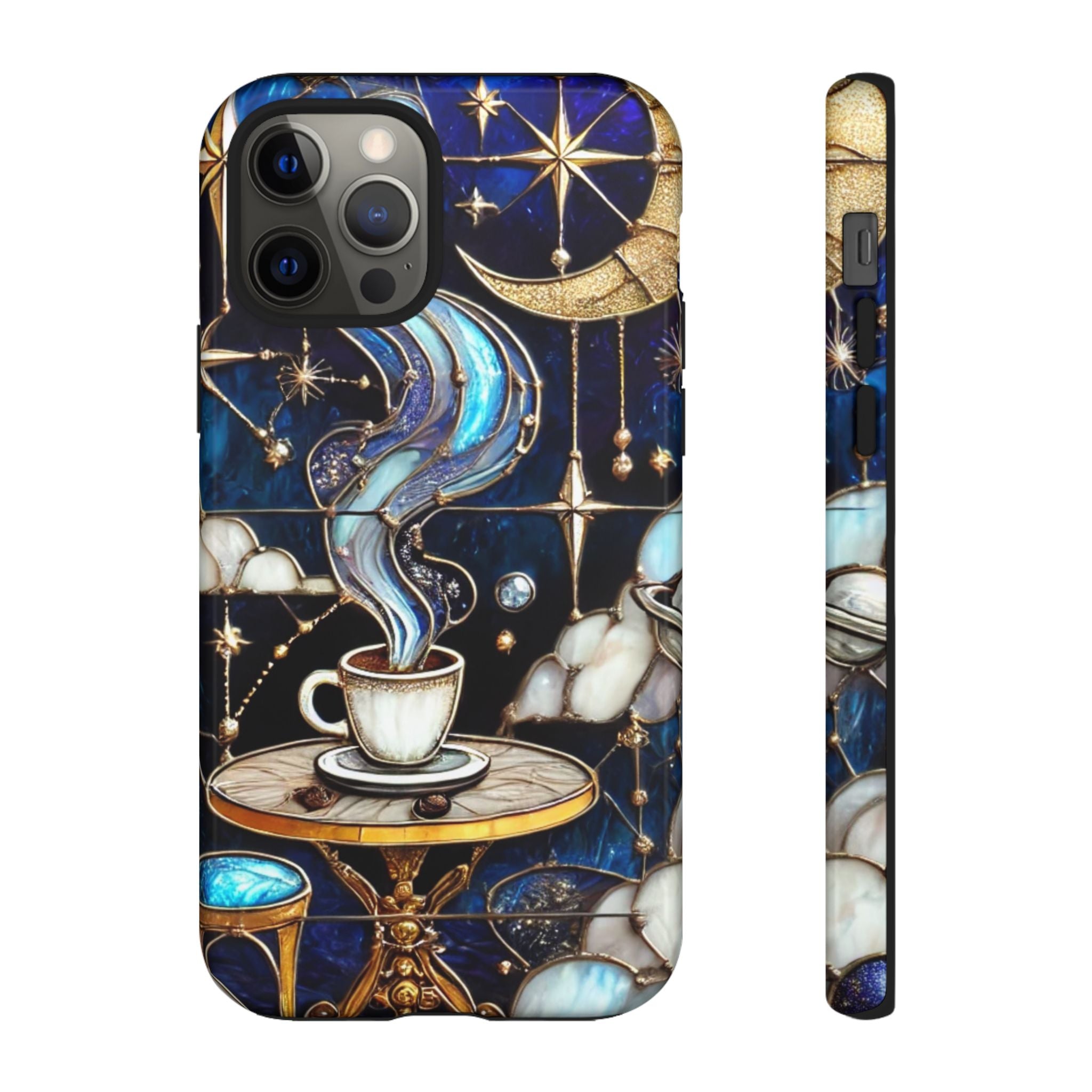 Celestial Stained Glass Coffee iPhone Case – Shockproof 3D Wrap