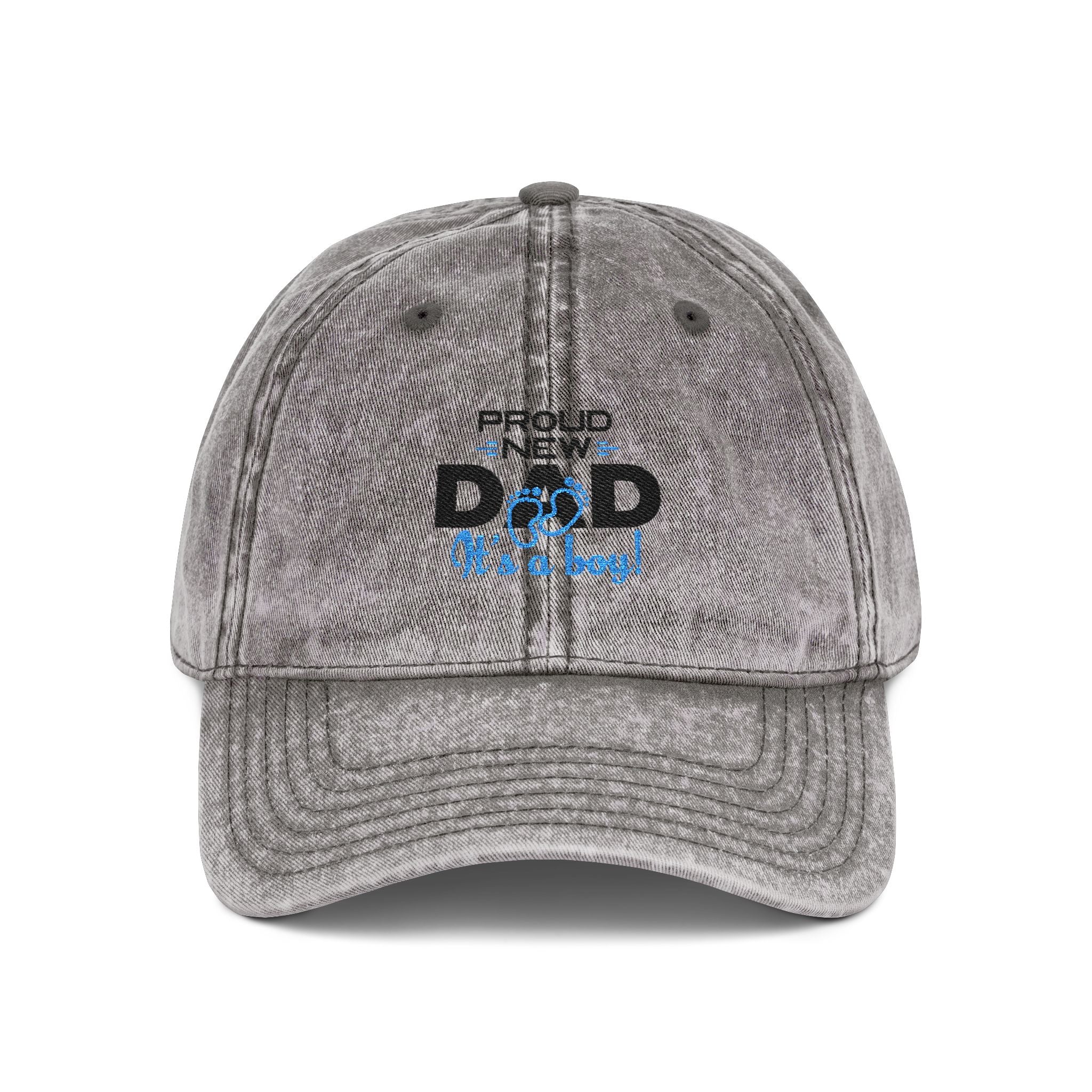 Vintage Embroidered 'Proud New Dad' Cap — Distressed Red Baseball Hat