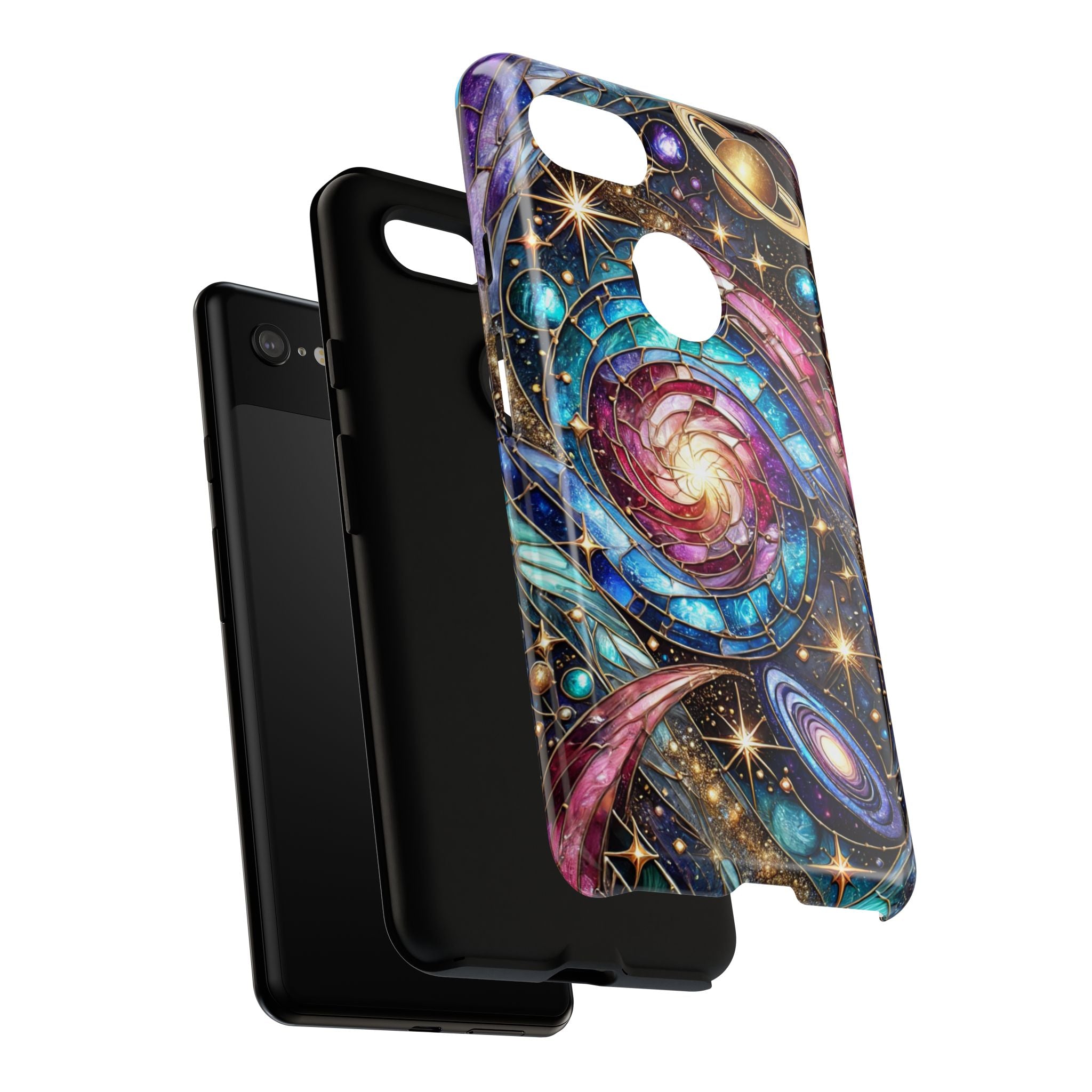 Stained Glass Celestial Android Phone Case – 3D Galaxy Full-Wrap Protective Cover with TPU Liner