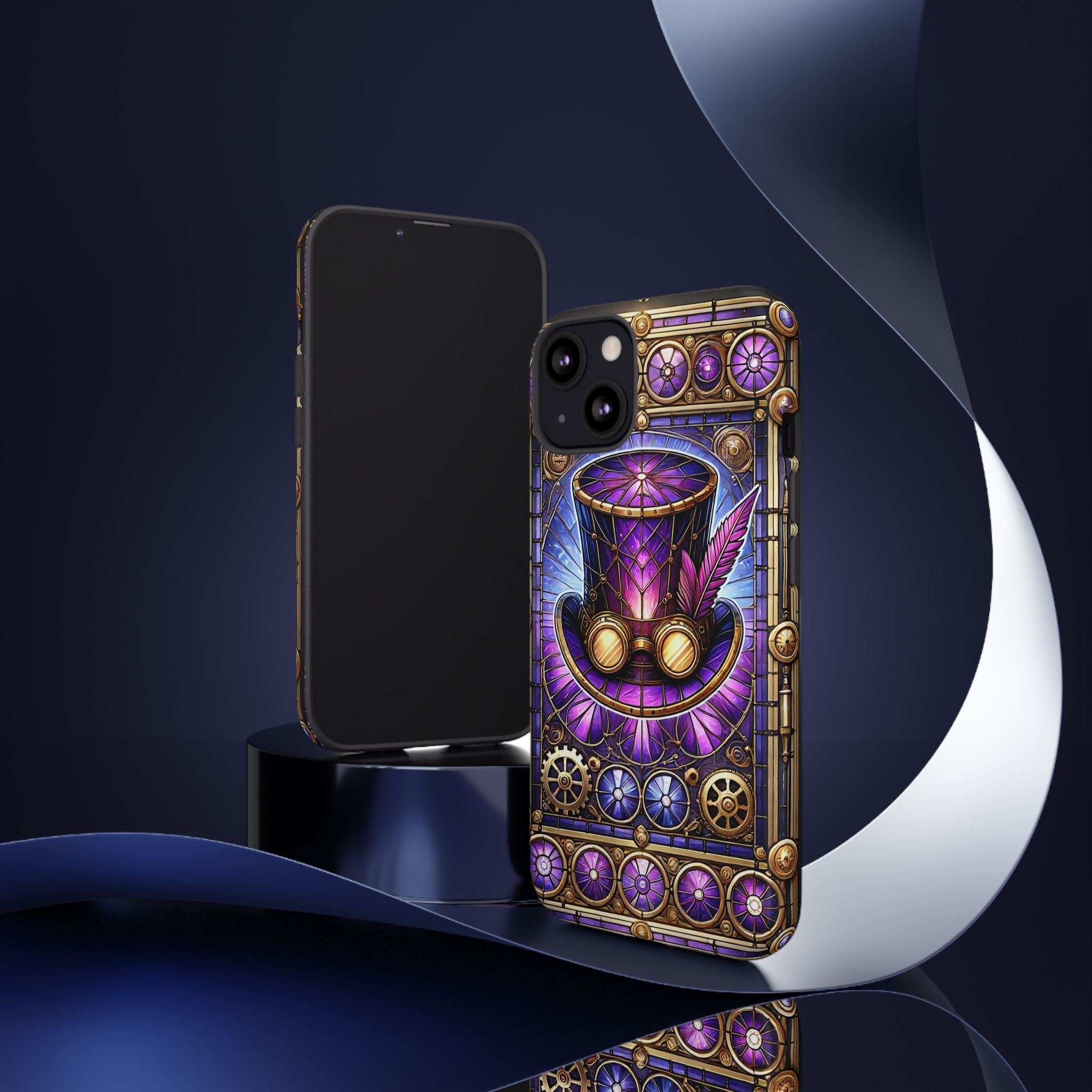 Stained Glass Steampunk iPhone Case – 3D Full-Wrap Protective Phone Cover With TPU Liner
