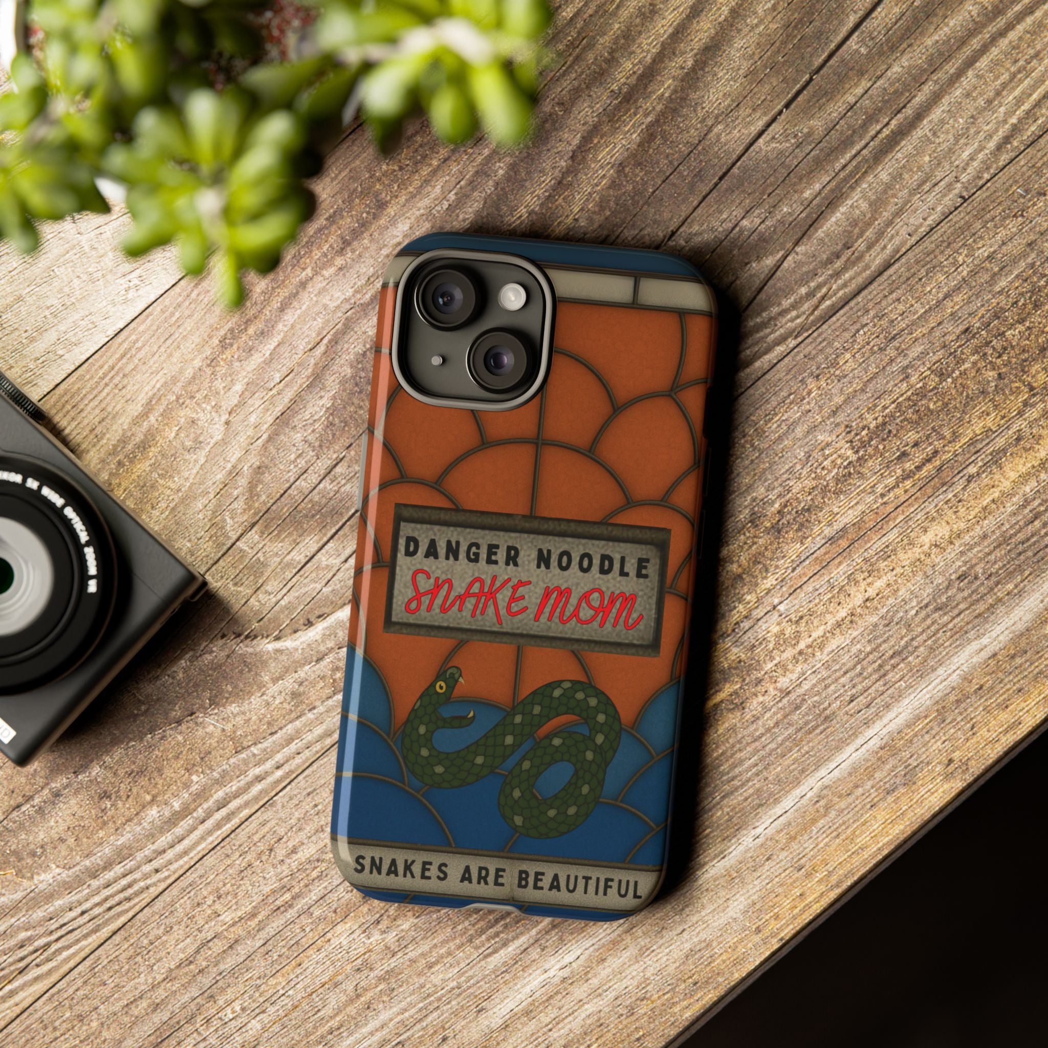 Danger Noodle Snake Mom Phone Case | Snakes Are Beautiful |Stained Glass Snake Art | Funny Snake Lover Gift |  Reptile Mom Phone Cover