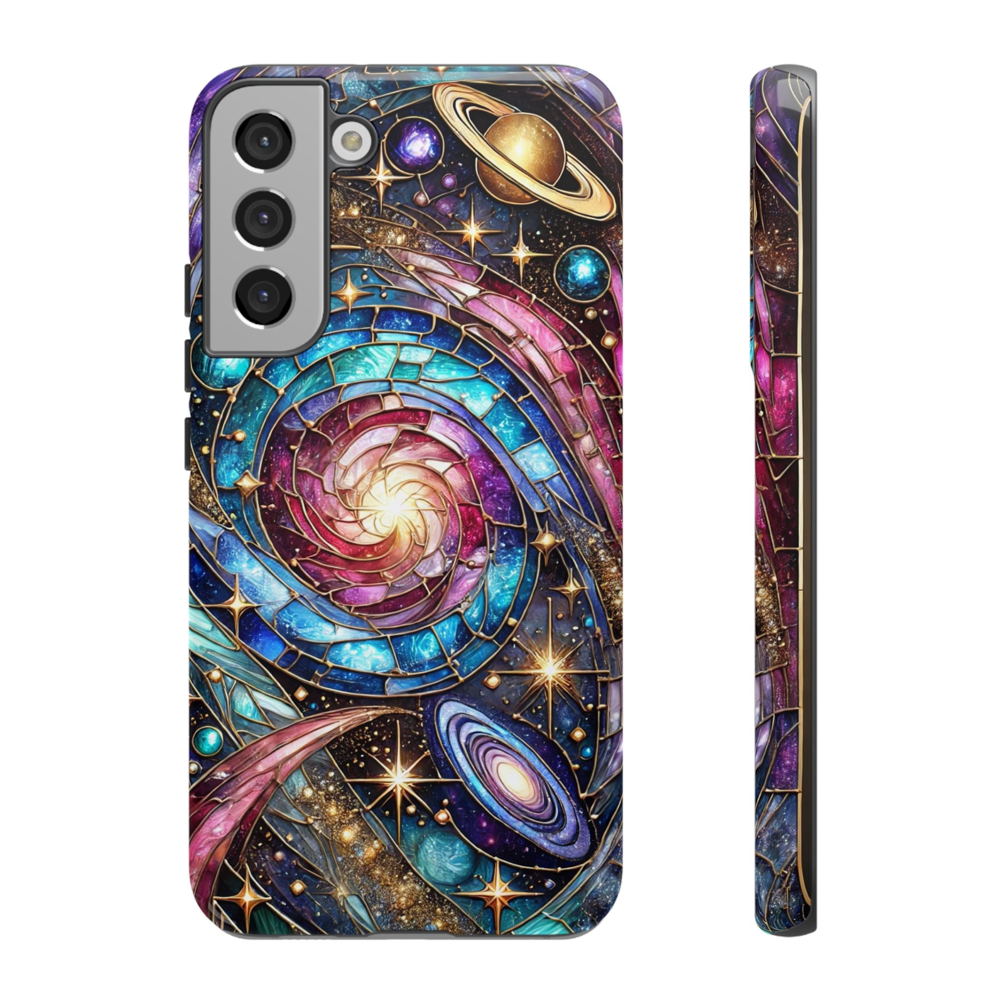 Stained Glass Celestial Android Phone Case – 3D Galaxy Full-Wrap Protective Cover with TPU Liner