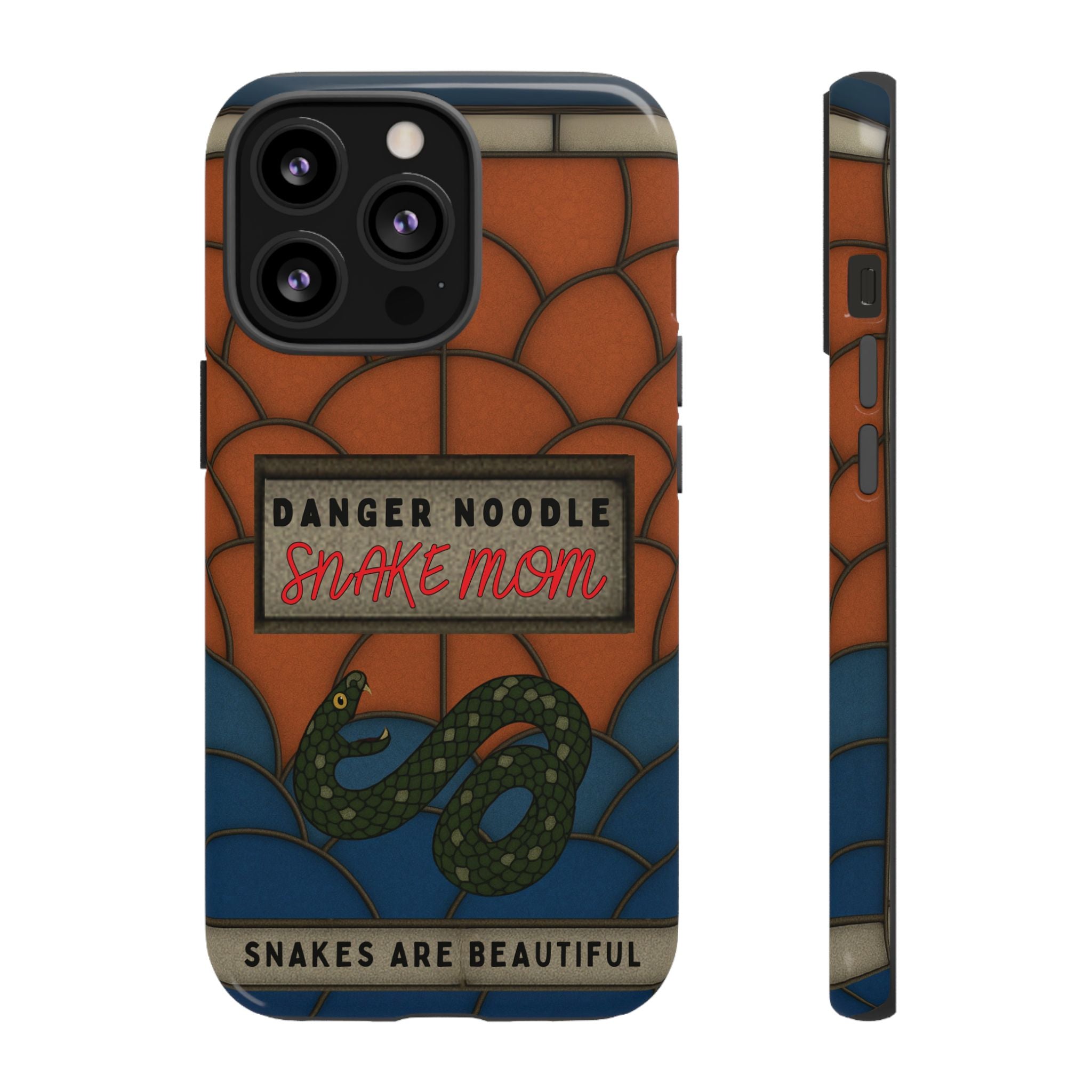 Danger Noodle Snake Mom Phone Case | Snakes Are Beautiful |Stained Glass Snake Art | Funny Snake Lover Gift |  Reptile Mom Phone Cover
