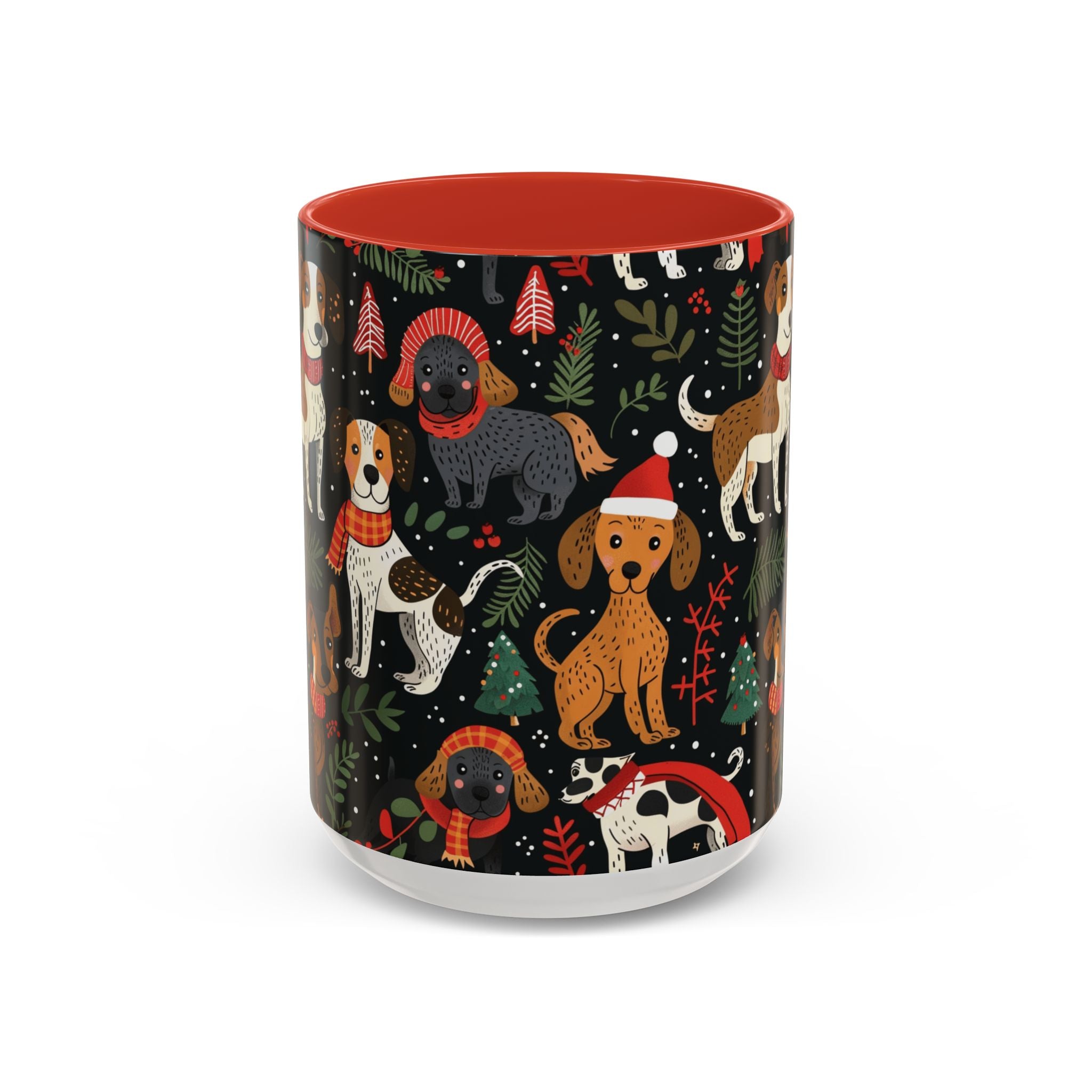 Holiday Dogs Coffee Mug — Festive Dachshund & Beagle Pattern (11/15oz)