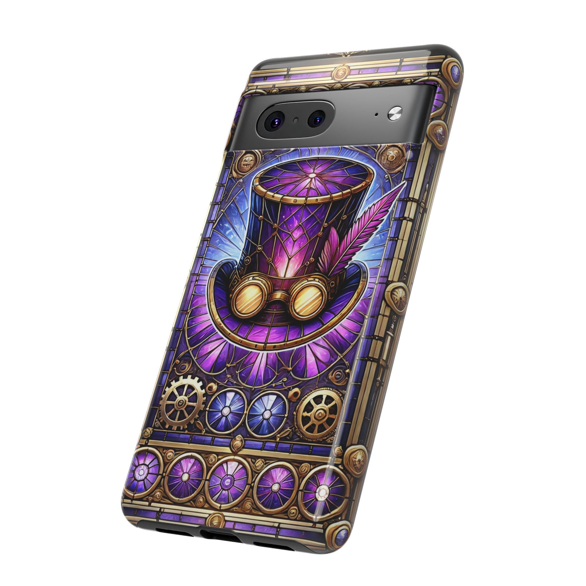 Stained Glass Steampunk Android Phone Case – 3D Full-Wrap Protective Cover with TPU Liner