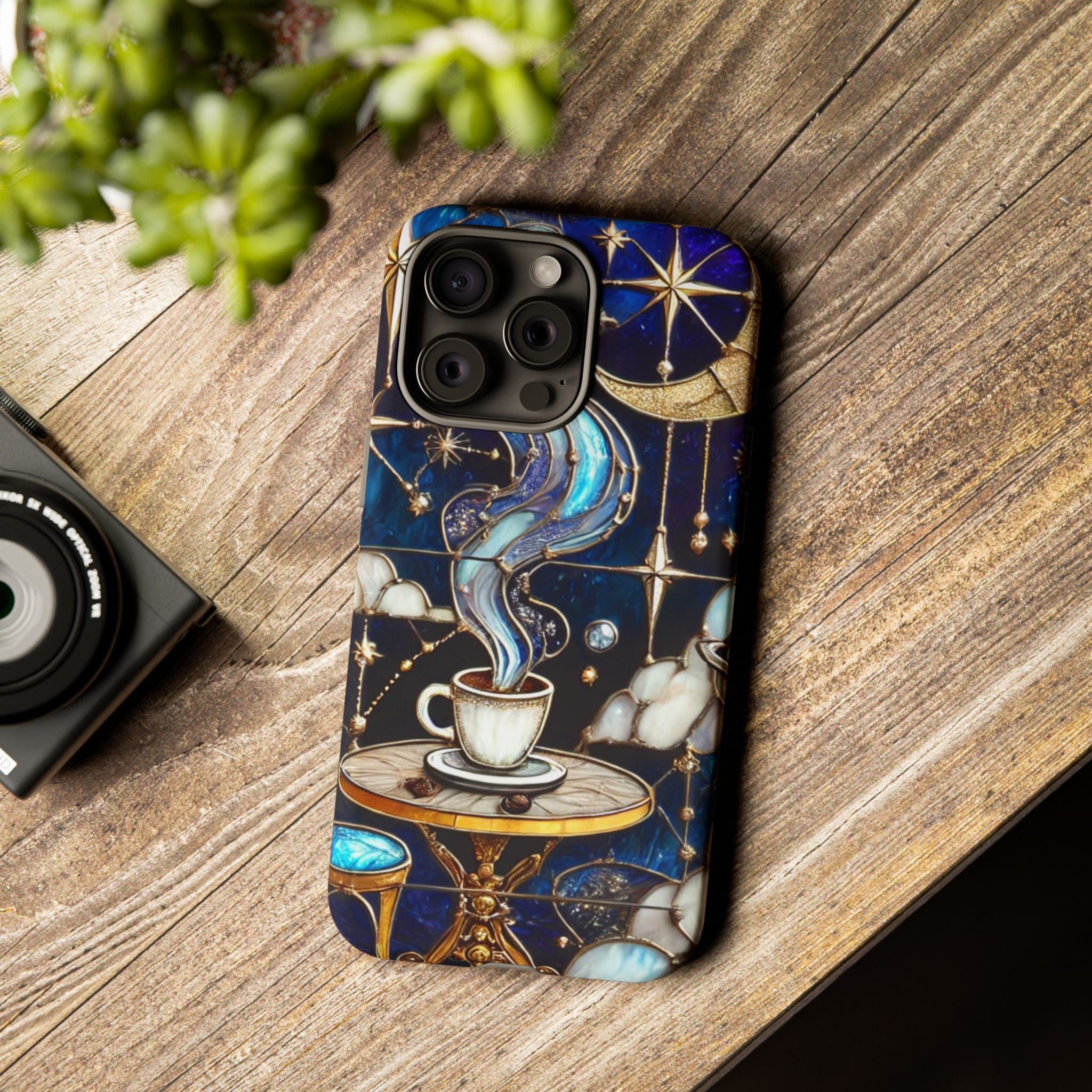 Celestial Stained Glass Coffee iPhone Case – Shockproof 3D Wrap