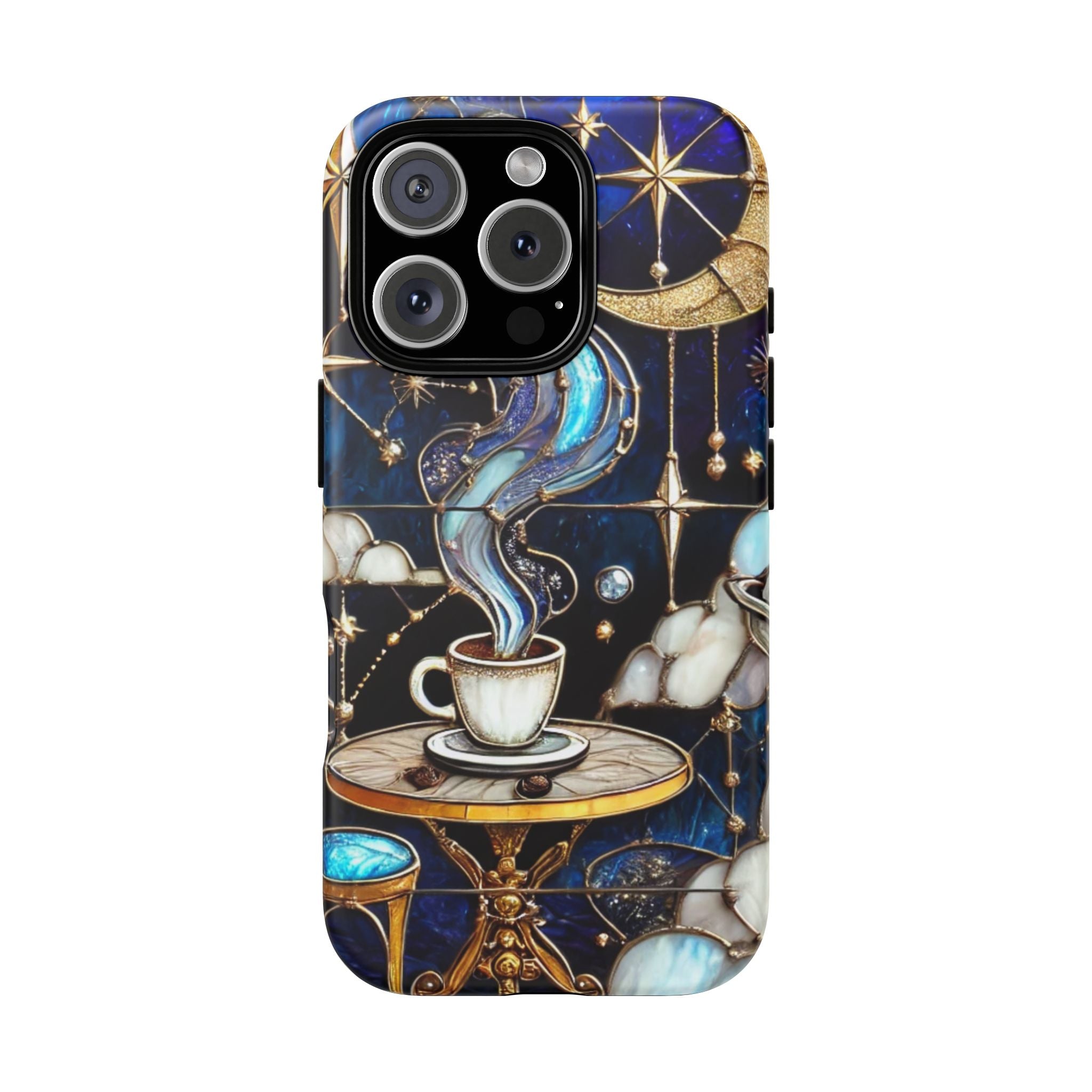 Celestial Stained Glass Coffee iPhone Case – Shockproof 3D Wrap