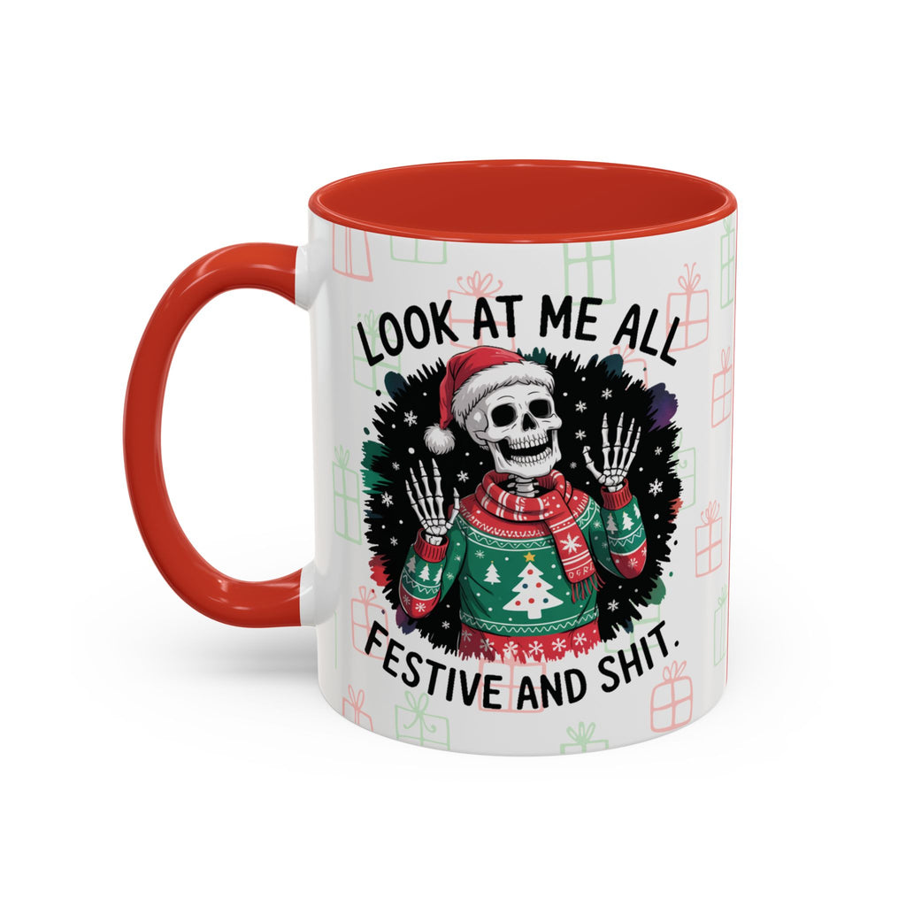 Halloween Lovers Christmas Mug, Funny Skeleton Christmas Mug