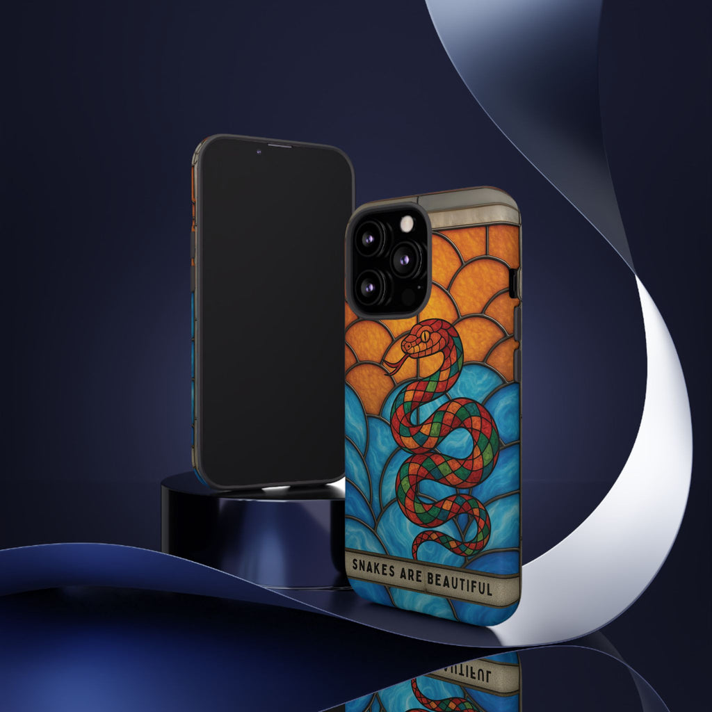 Snakes Are Beautiful Stained Glass Phone Case, Colorful Reptile Design Phone Cover, Nature Lovers Reptile Phone Case, Danger Noodle Case