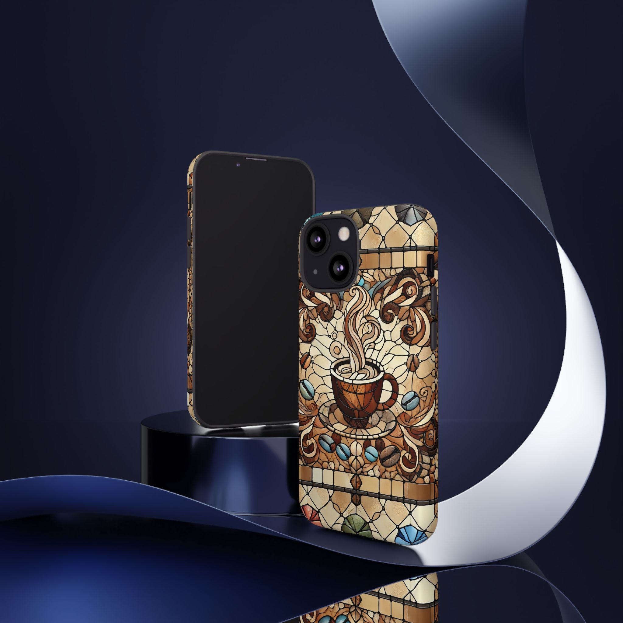 Stained Glass Coffee iPhone Case – Shockproof TPU, 3D Wrap Design