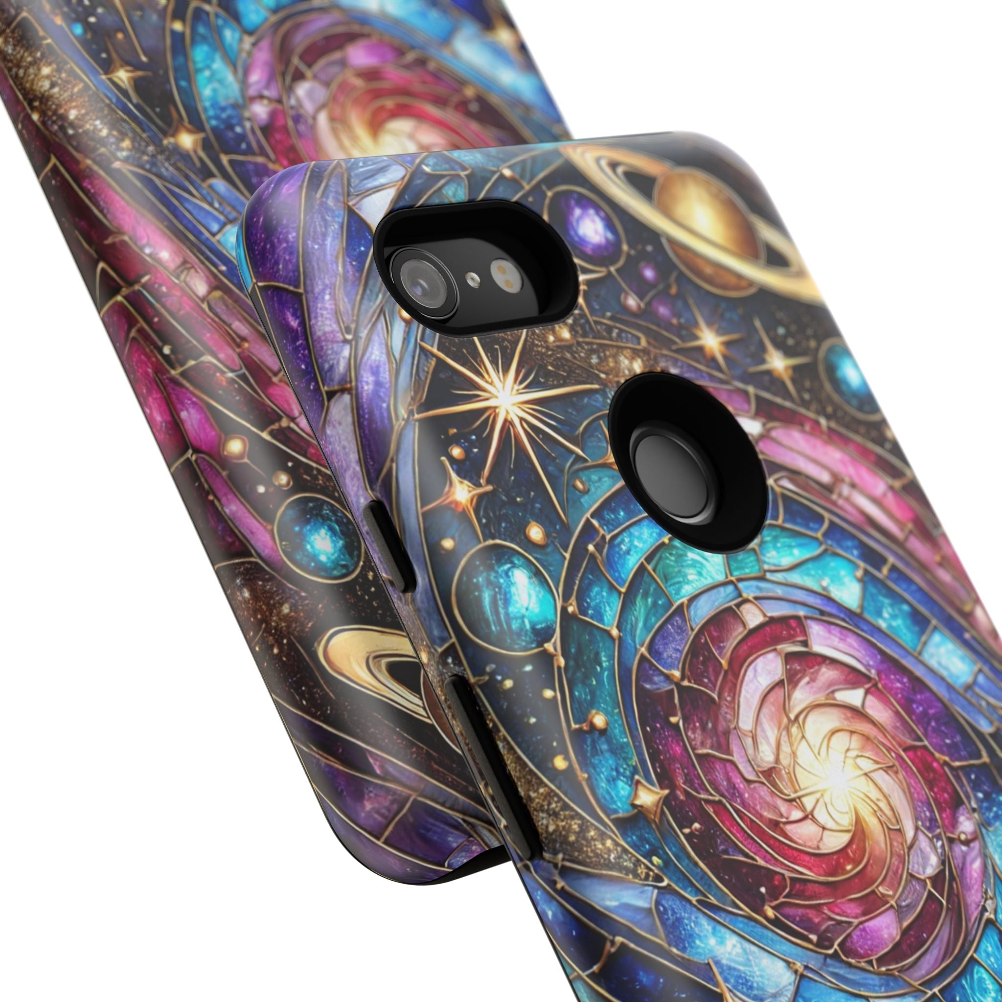 Stained Glass Celestial Android Phone Case – 3D Galaxy Full-Wrap Protective Cover with TPU Liner