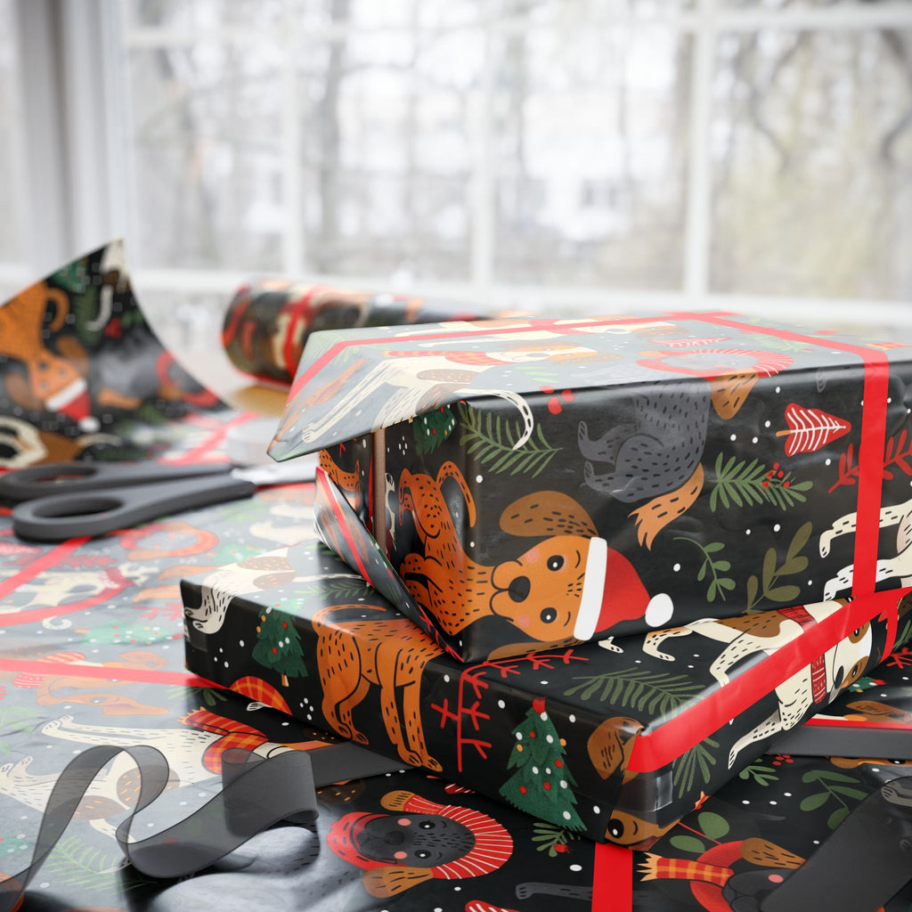 Holiday Dachshund Wrapping Paper Roll — Cute Wiener Dog Christmas Gift Wrap