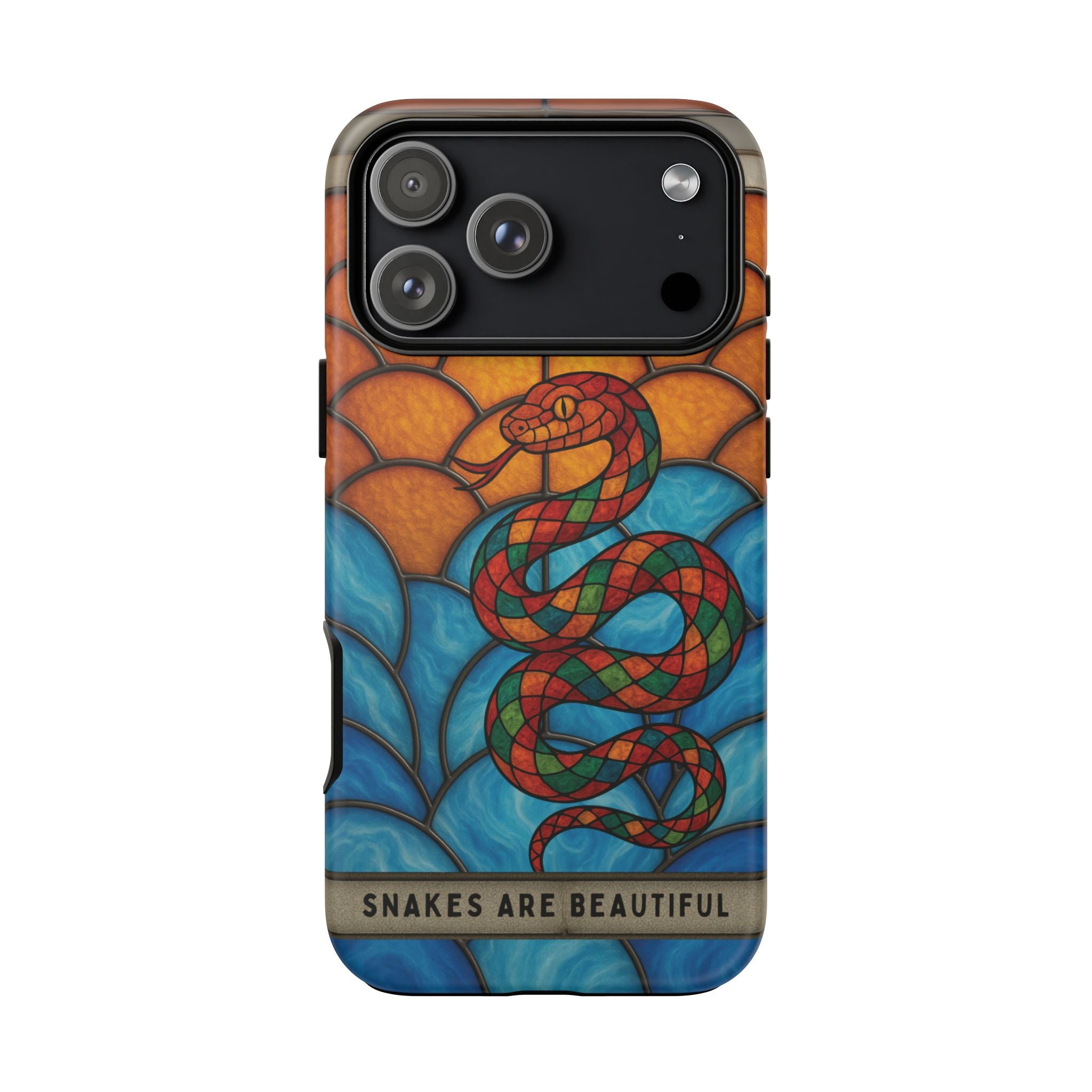 Snakes Are Beautiful Stained Glass Phone Case, Colorful Reptile Design Phone Cover, Nature Lovers Reptile Phone Case, Danger Noodle Case