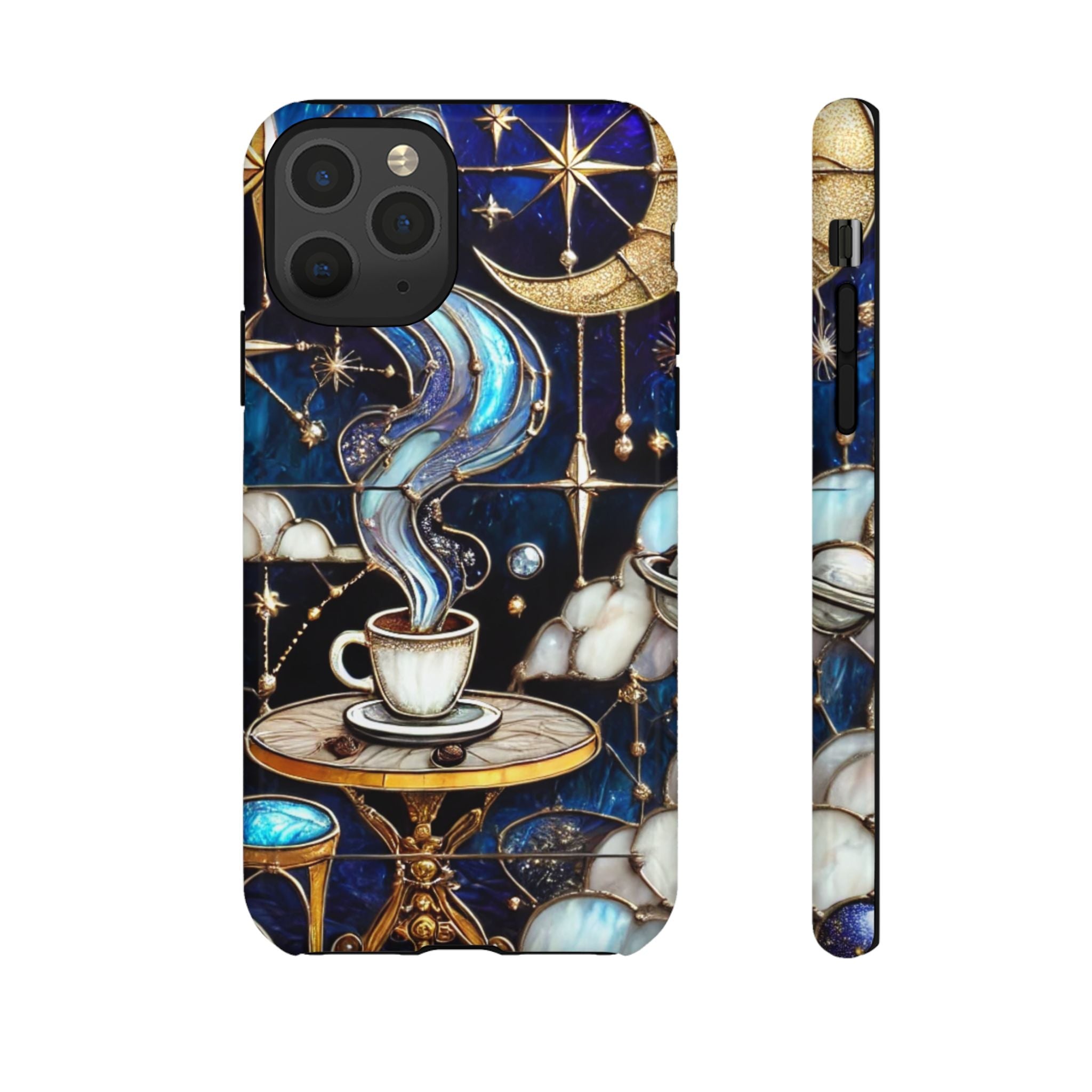 Celestial Stained Glass Coffee iPhone Case – Shockproof 3D Wrap