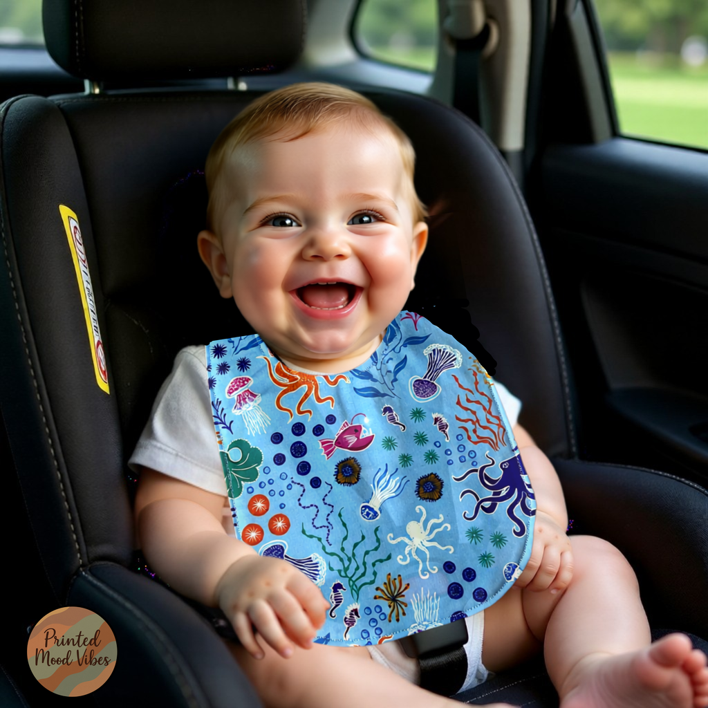 Glow in the Dark Ocean Baby Gift Set – Bib, Burp Cloth & Pacifier Holder (Newborn 1–3 Months)