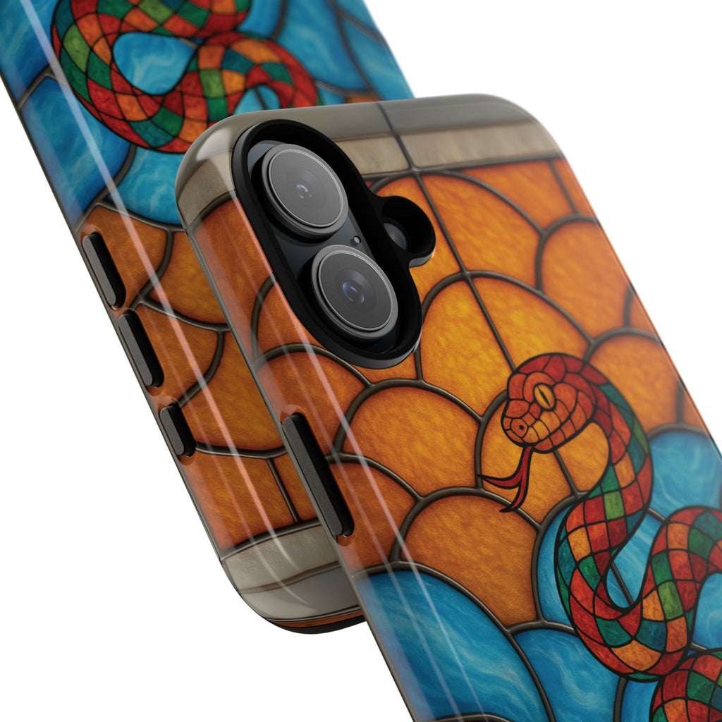 Snakes Are Beautiful Stained Glass Phone Case, Colorful Reptile Design Phone Cover, Nature Lovers Reptile Phone Case, Danger Noodle Case