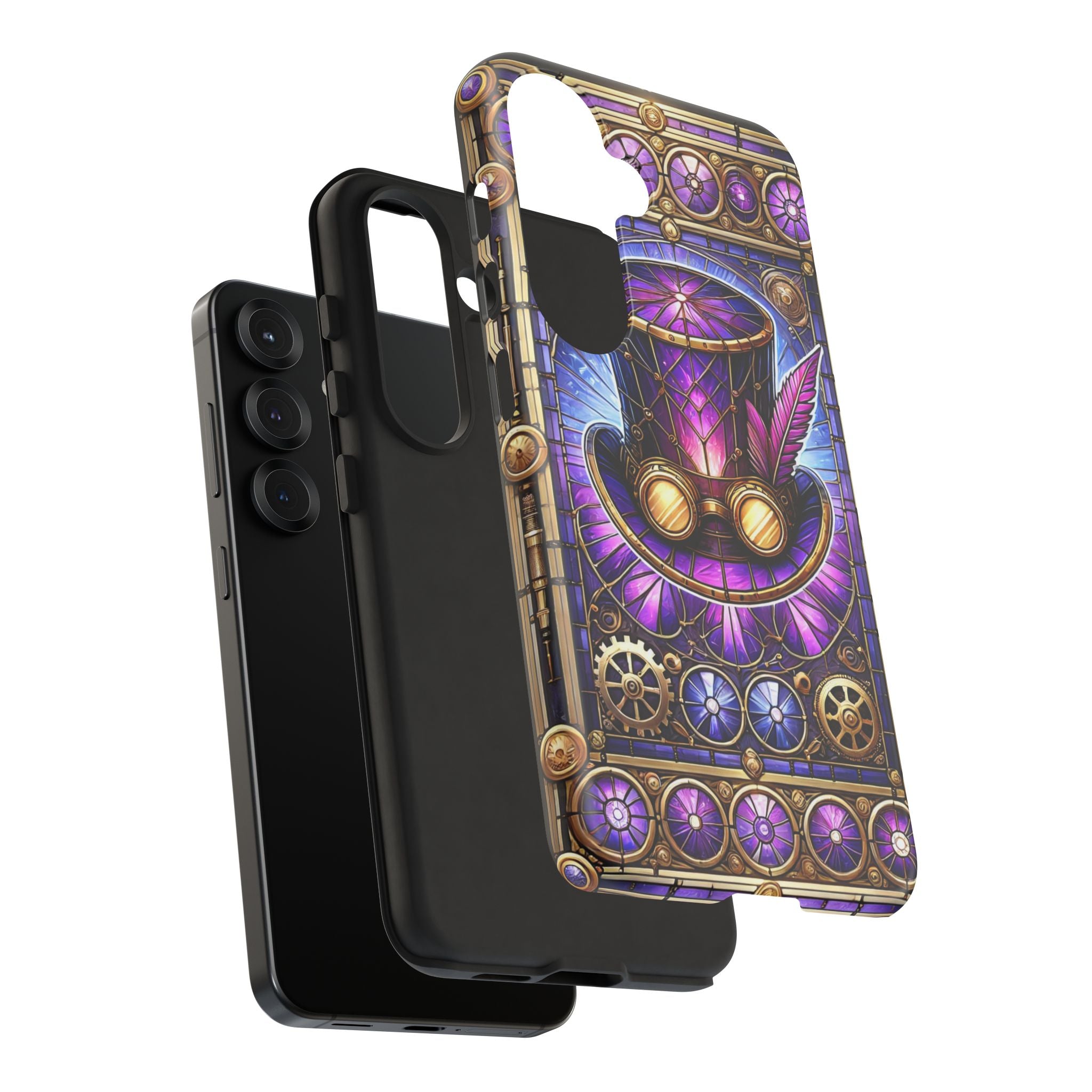Stained Glass Steampunk Android Phone Case – 3D Full-Wrap Protective Cover with TPU Liner