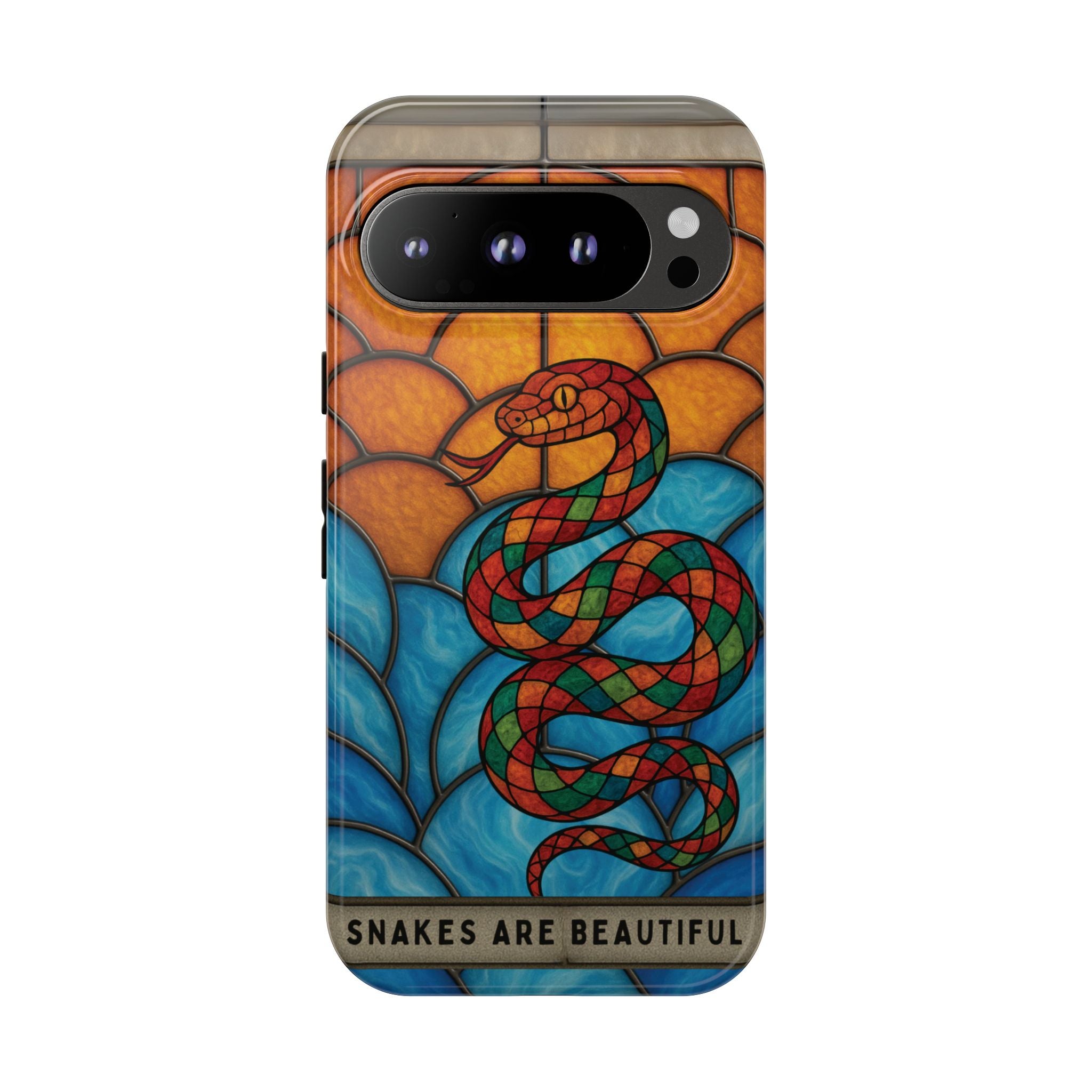 Snakes Are Beautiful Stained Glass Phone Case, Colorful Reptile Design Phone Cover, Nature Lovers Reptile Phone Case, Danger Noodle Case