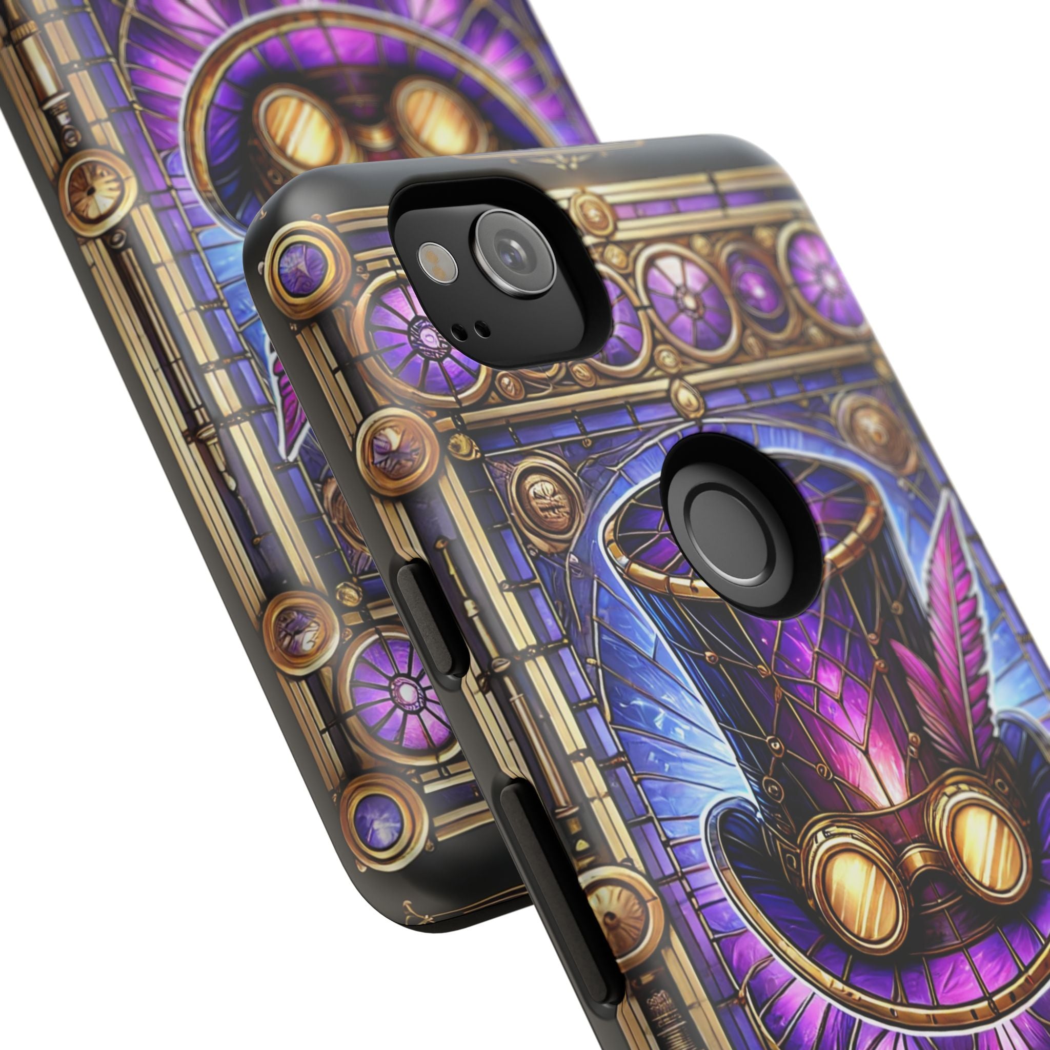 Stained Glass Steampunk Android Phone Case – 3D Full-Wrap Protective Cover with TPU Liner