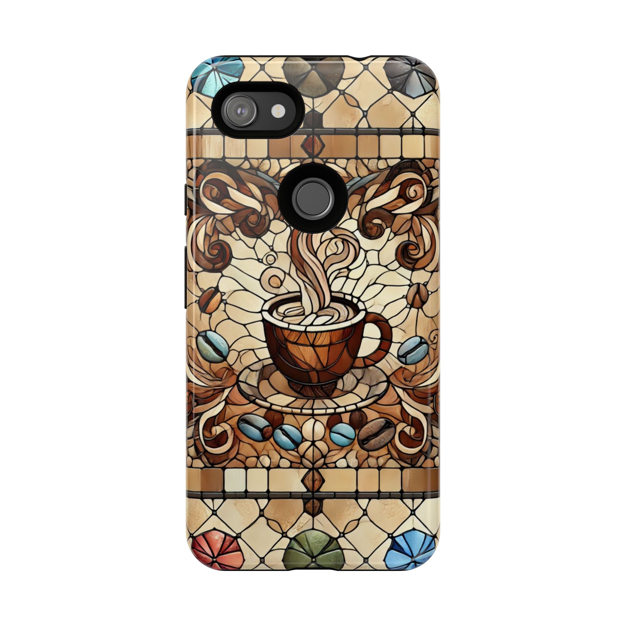 Stained Glass Coffee Android Phone Case – Shockproof TPU, 3D Wrap