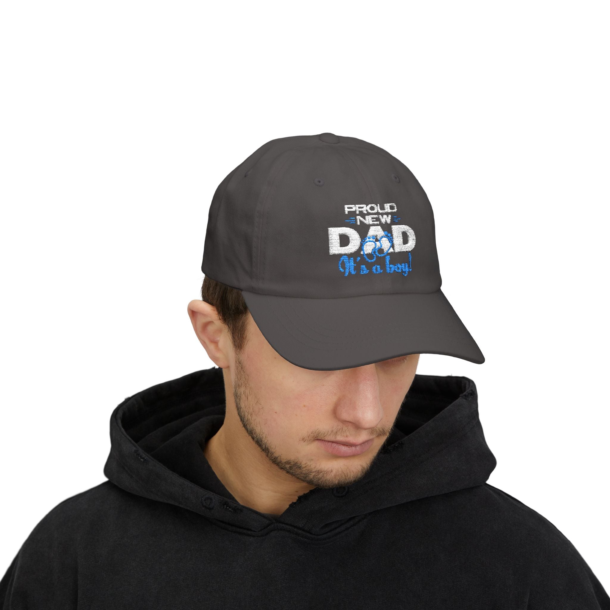 New Dad Cap - "Proud New Dad, It's a Boy" Embroidered Baseball Hat