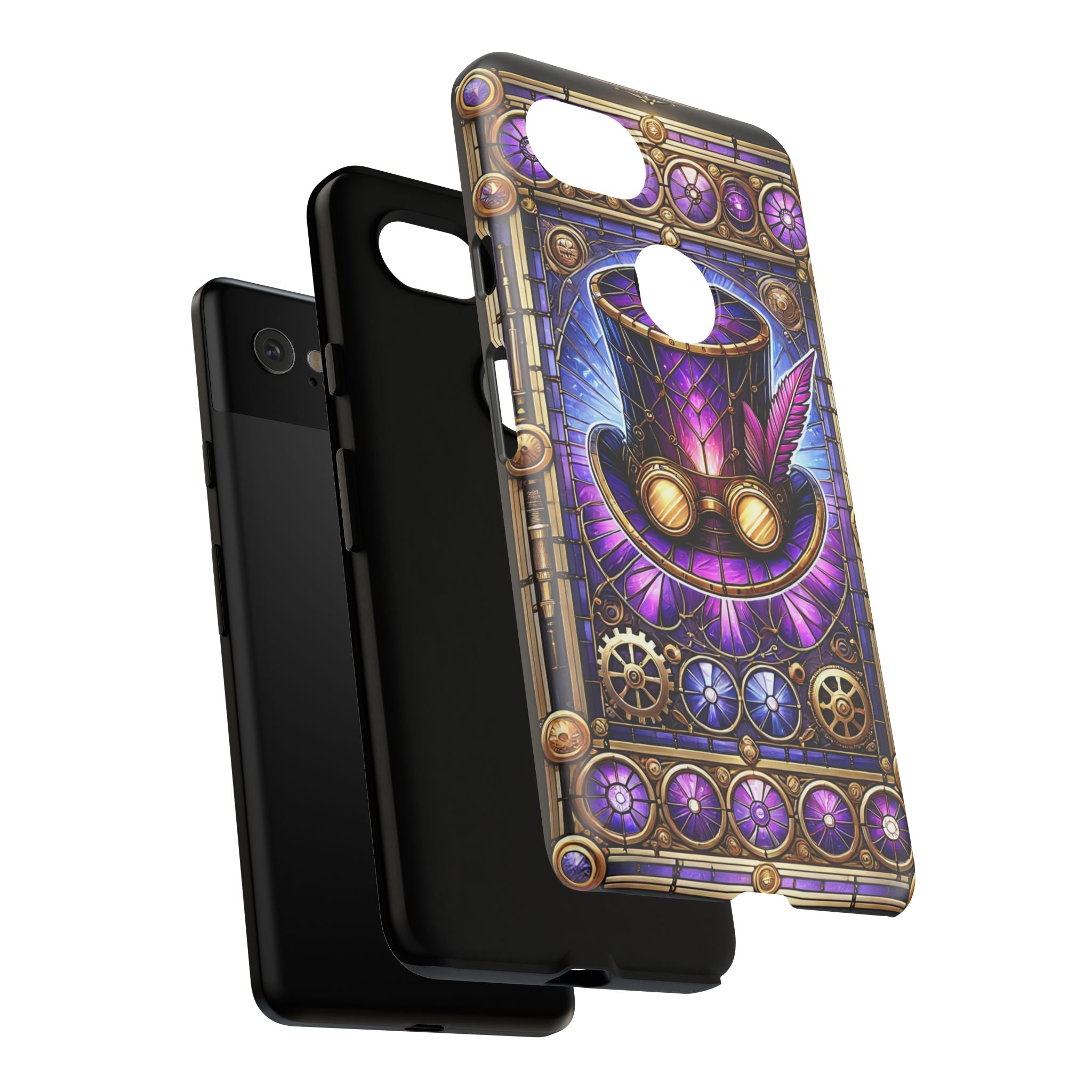 Stained Glass Steampunk Android Phone Case – 3D Full-Wrap Protective Cover with TPU Liner