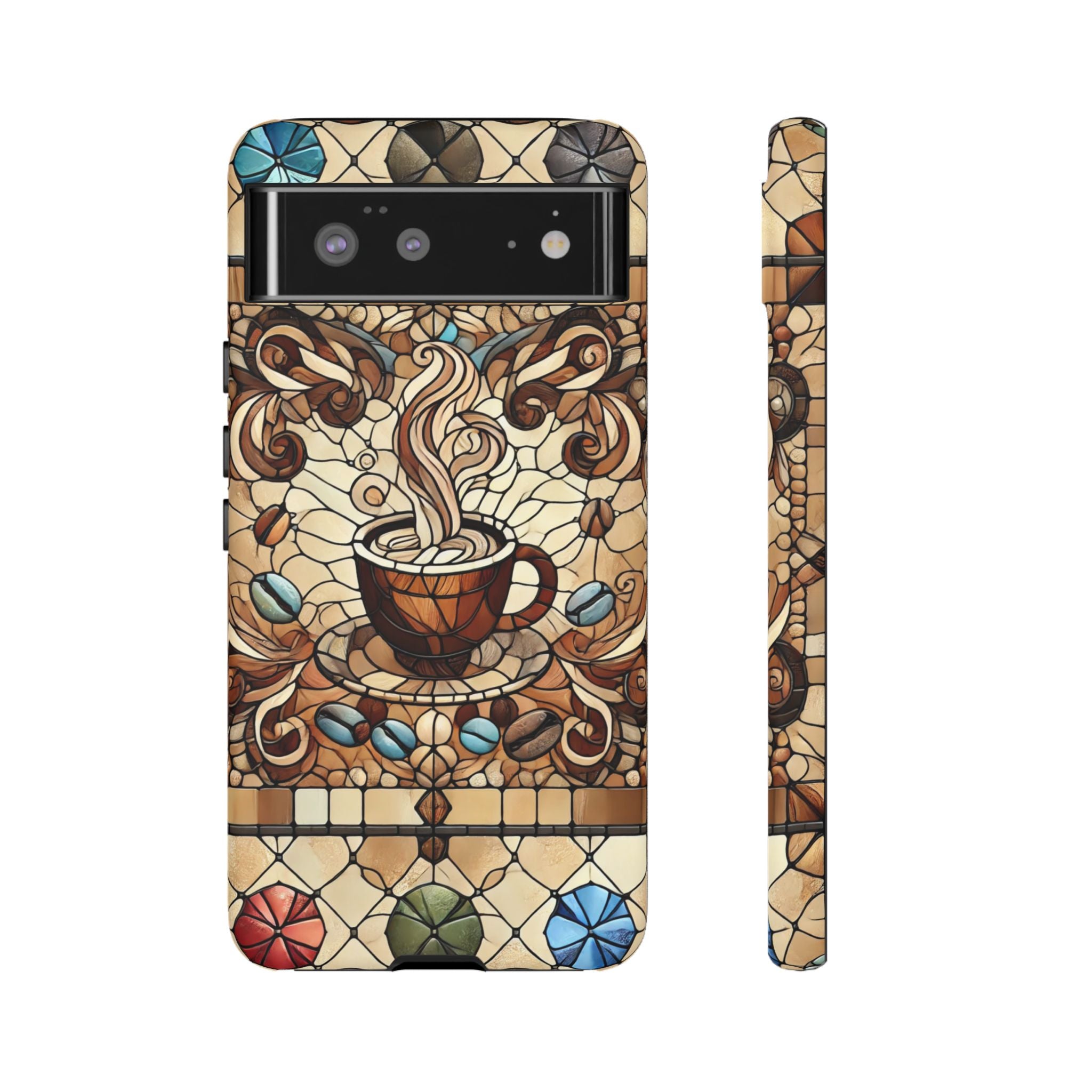 Stained Glass Coffee Android Phone Case – Shockproof TPU, 3D Wrap