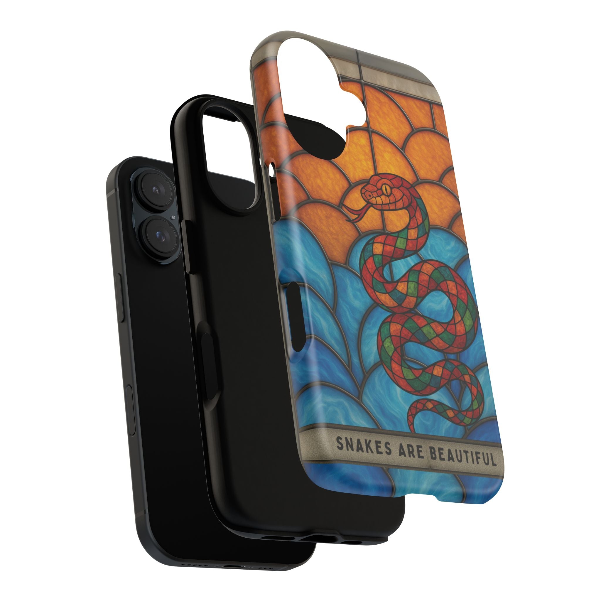 Snakes Are Beautiful Stained Glass Phone Case, Colorful Reptile Design Phone Cover, Nature Lovers Reptile Phone Case, Danger Noodle Case