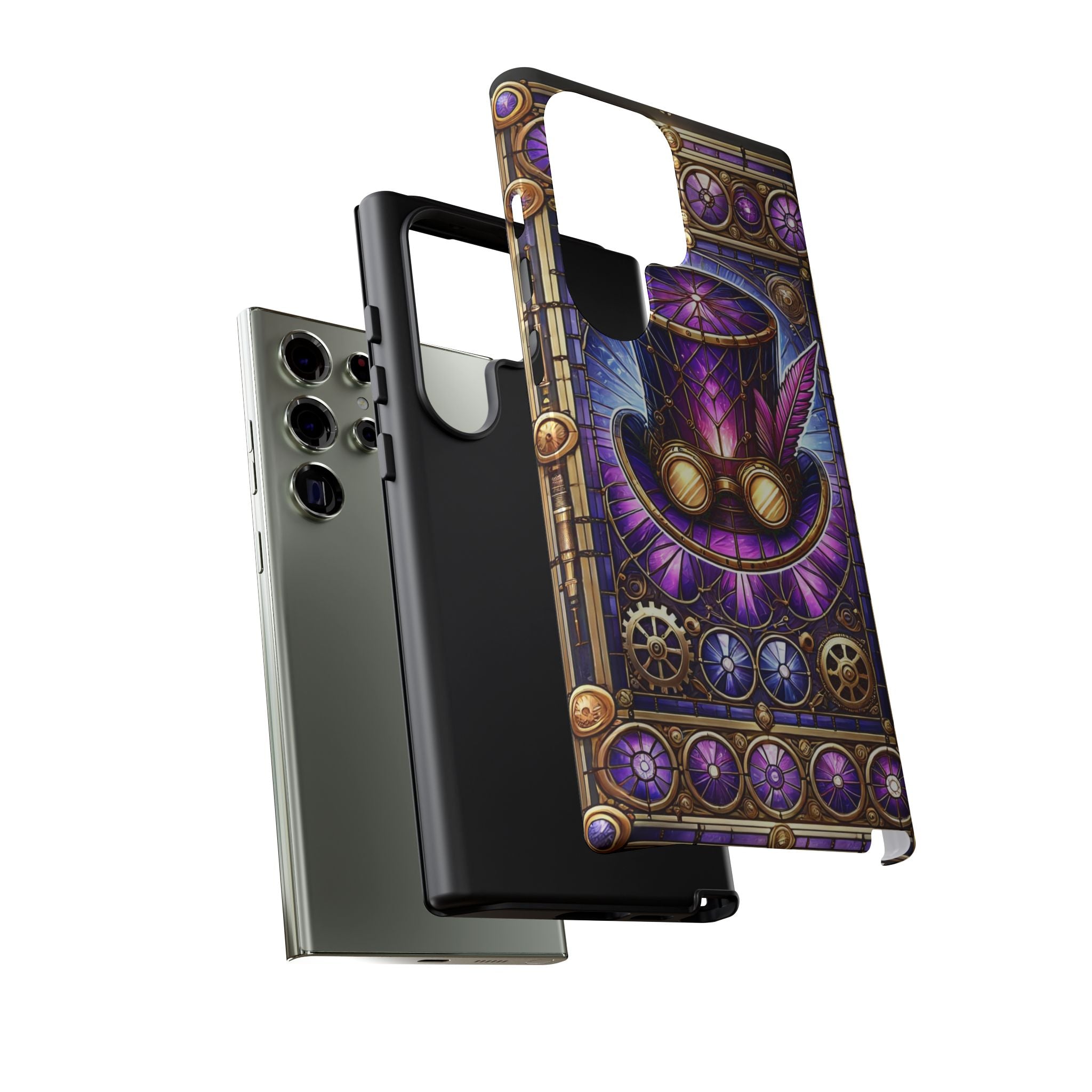 Stained Glass Steampunk Android Phone Case – 3D Full-Wrap Protective Cover with TPU Liner
