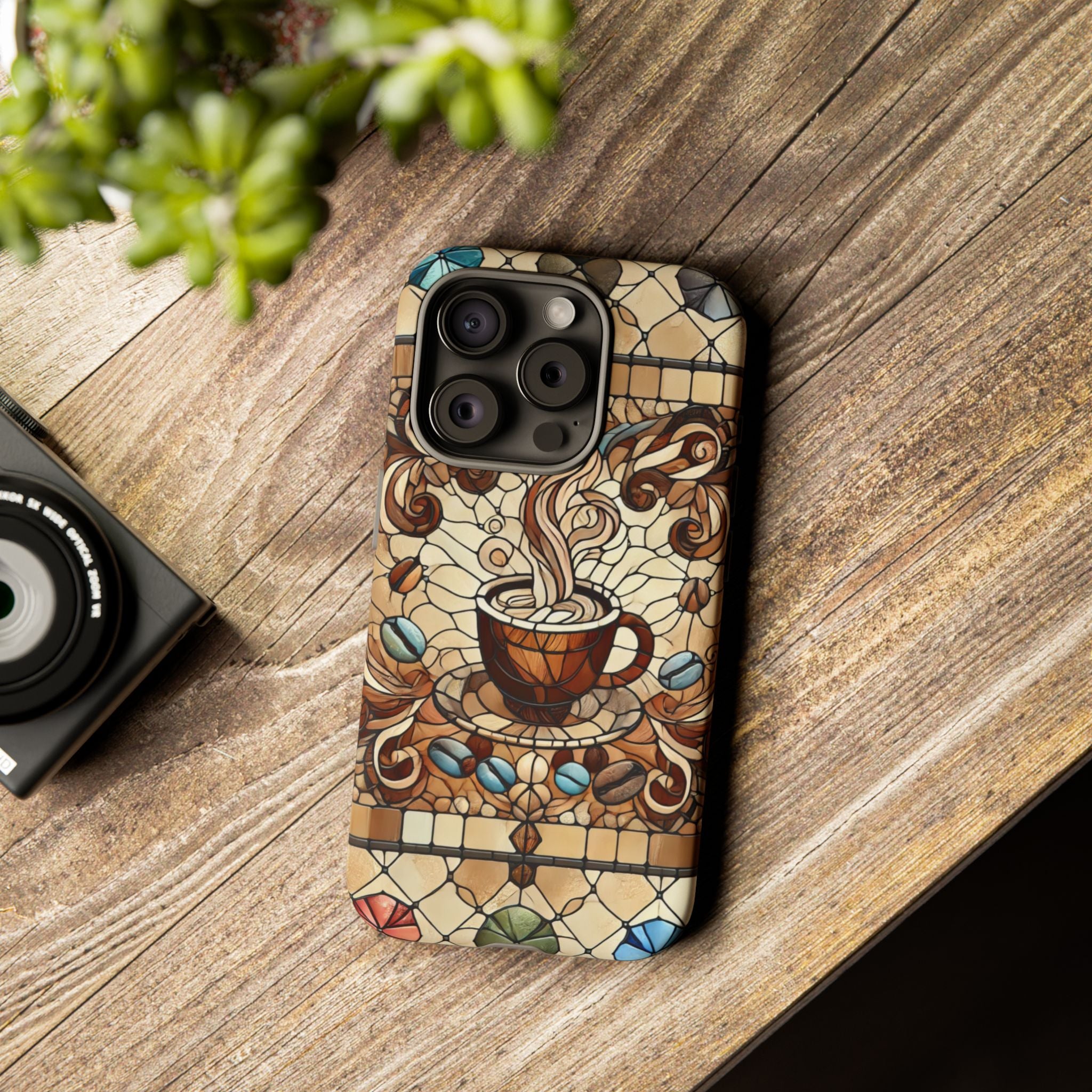 Stained Glass Coffee iPhone Case – Shockproof TPU, 3D Wrap Design