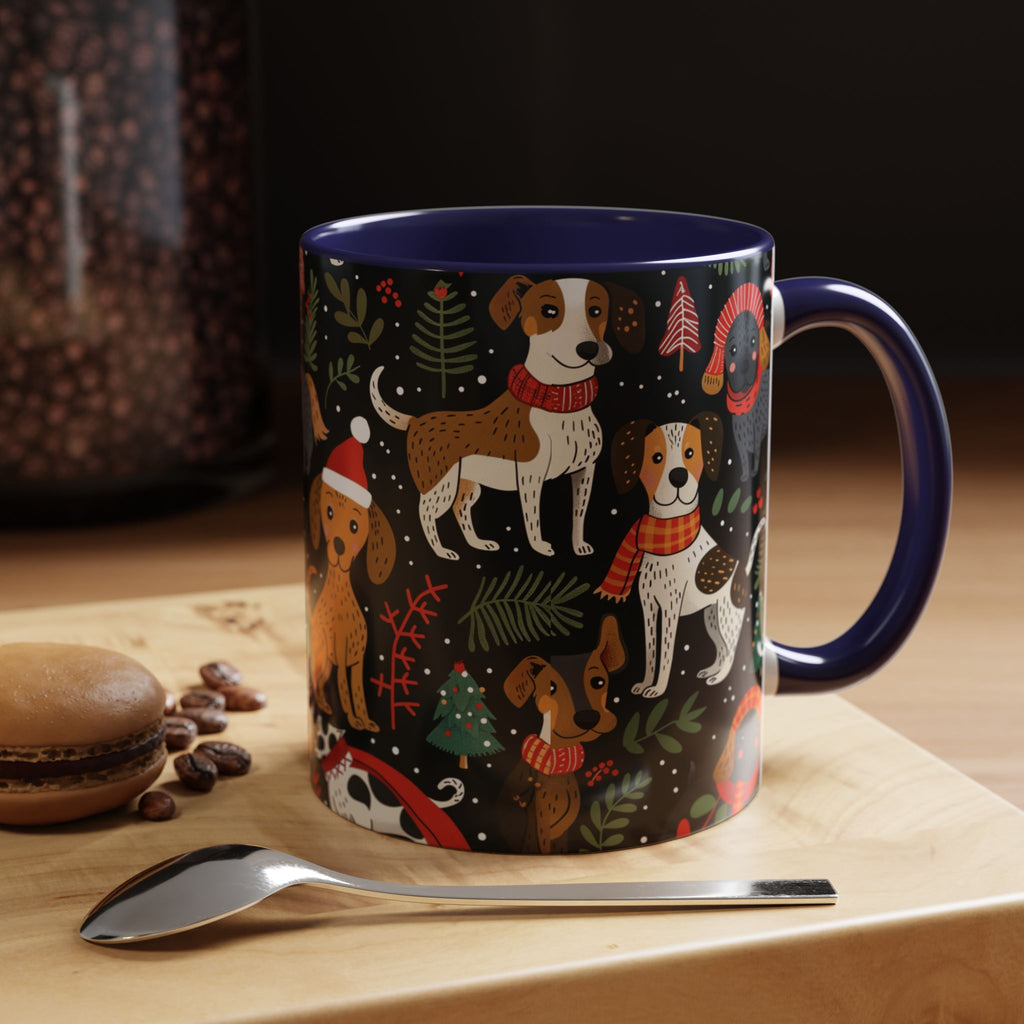 Holiday Dogs Coffee Mug — Festive Dachshund & Beagle Pattern (11/15oz)