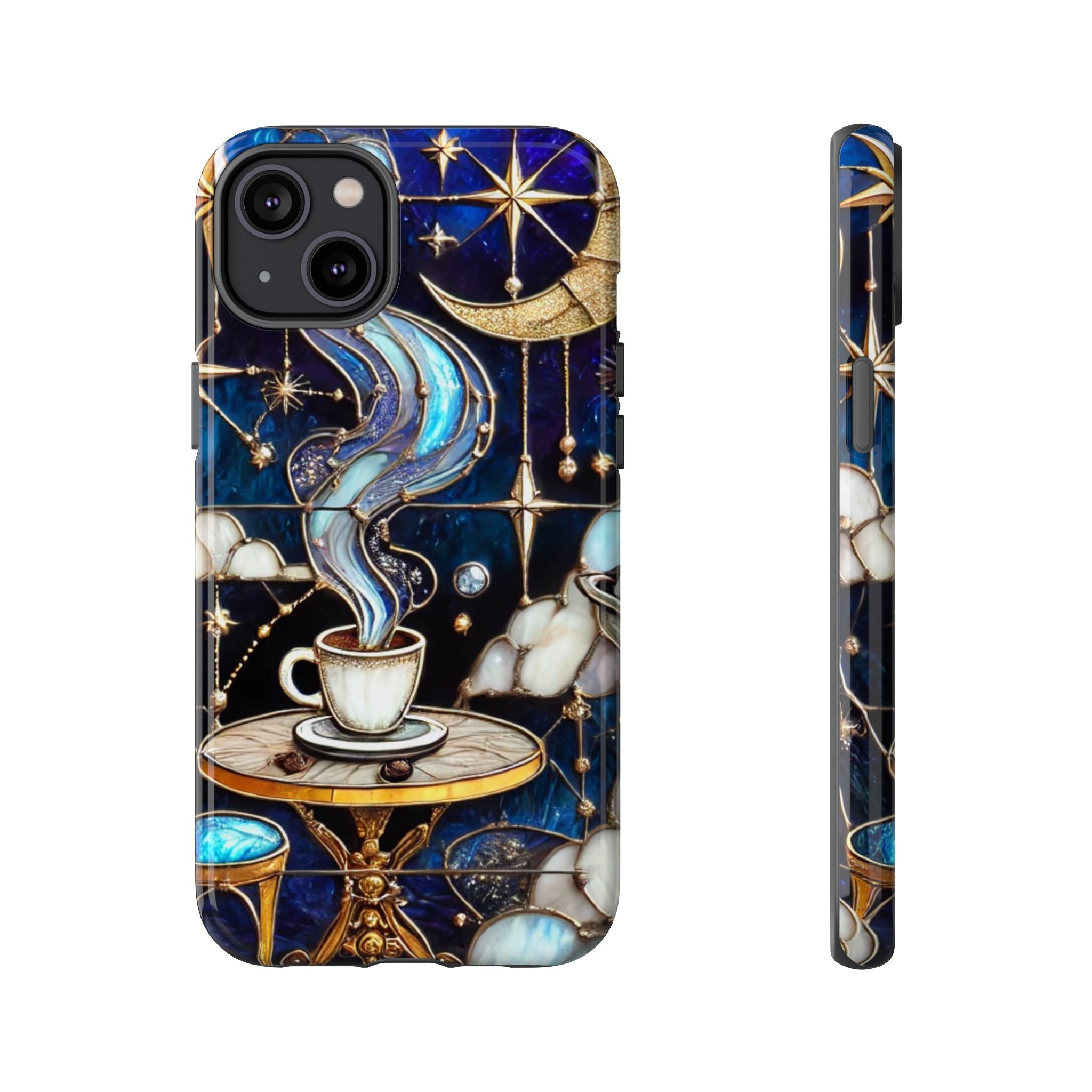 Celestial Stained Glass Coffee iPhone Case – Shockproof 3D Wrap