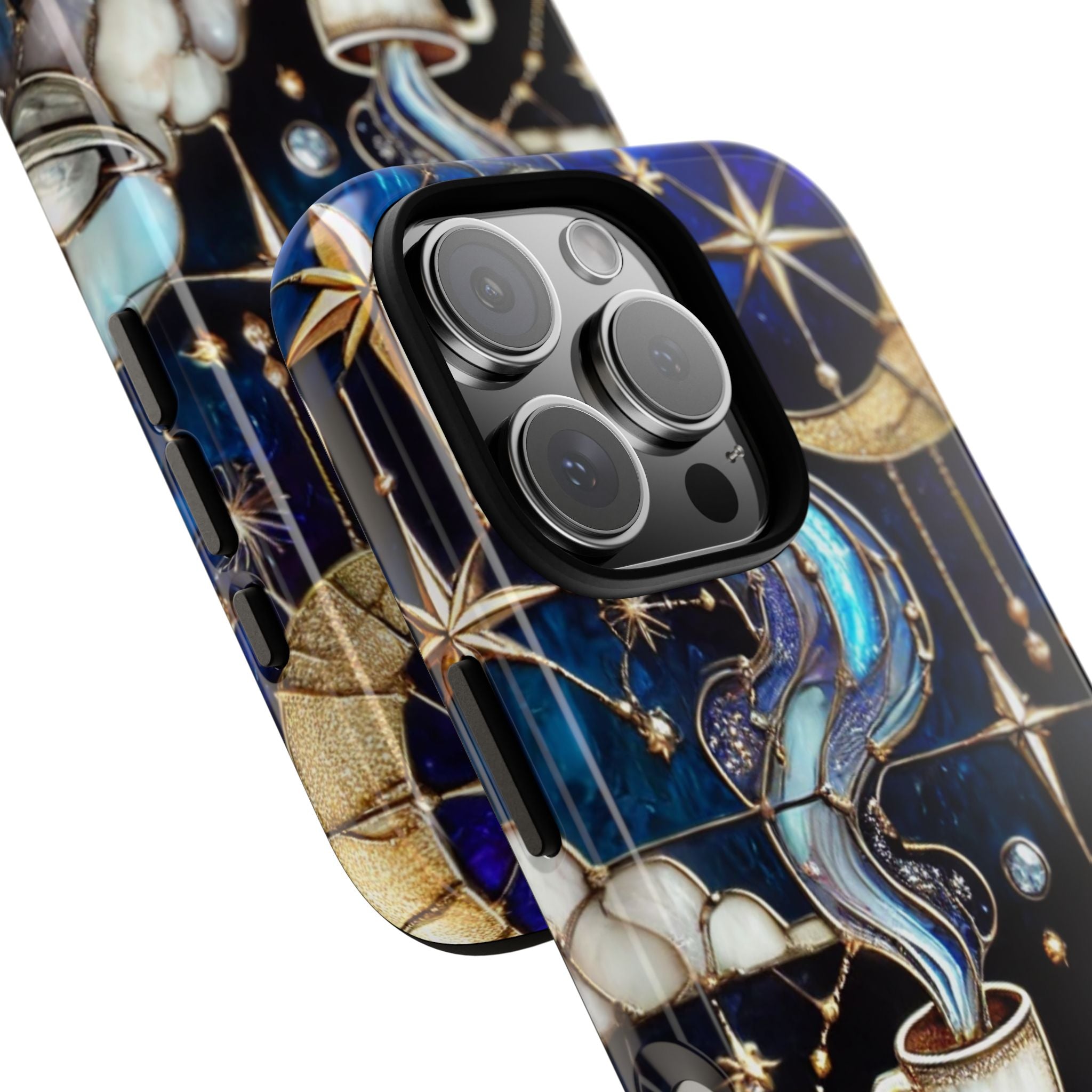 Celestial Stained Glass Coffee iPhone Case – Shockproof 3D Wrap