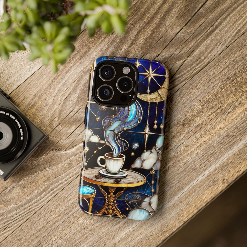 Celestial Stained Glass Coffee iPhone Case – Shockproof 3D Wrap
