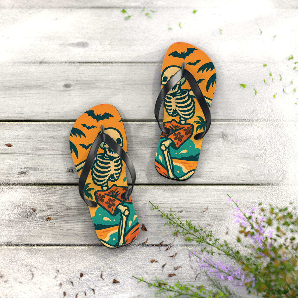 Halloween Skeleton Flip Flops - Summerween Surfer Beach Sandals