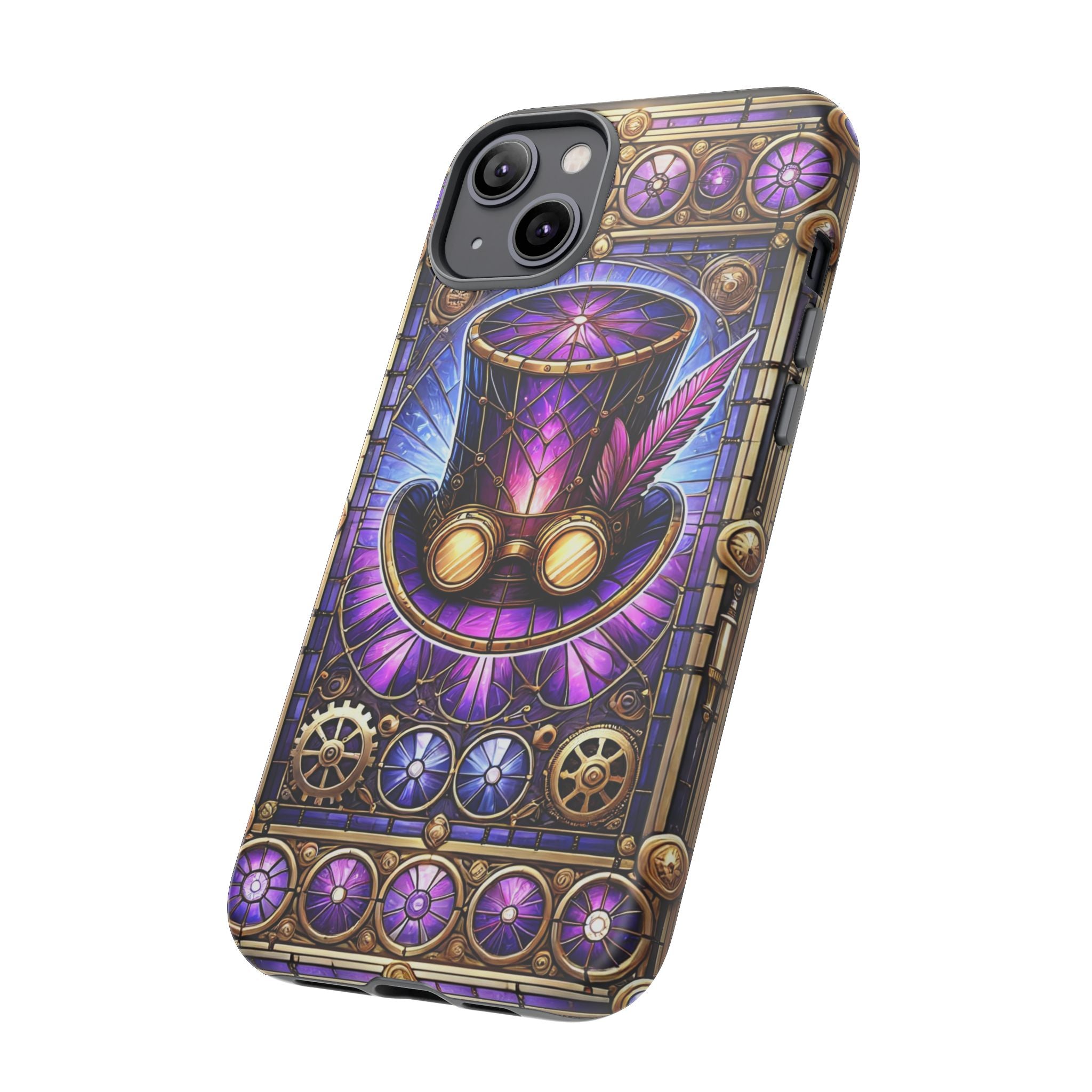 Stained Glass Steampunk iPhone Case – 3D Full-Wrap Protective Phone Cover With TPU Liner
