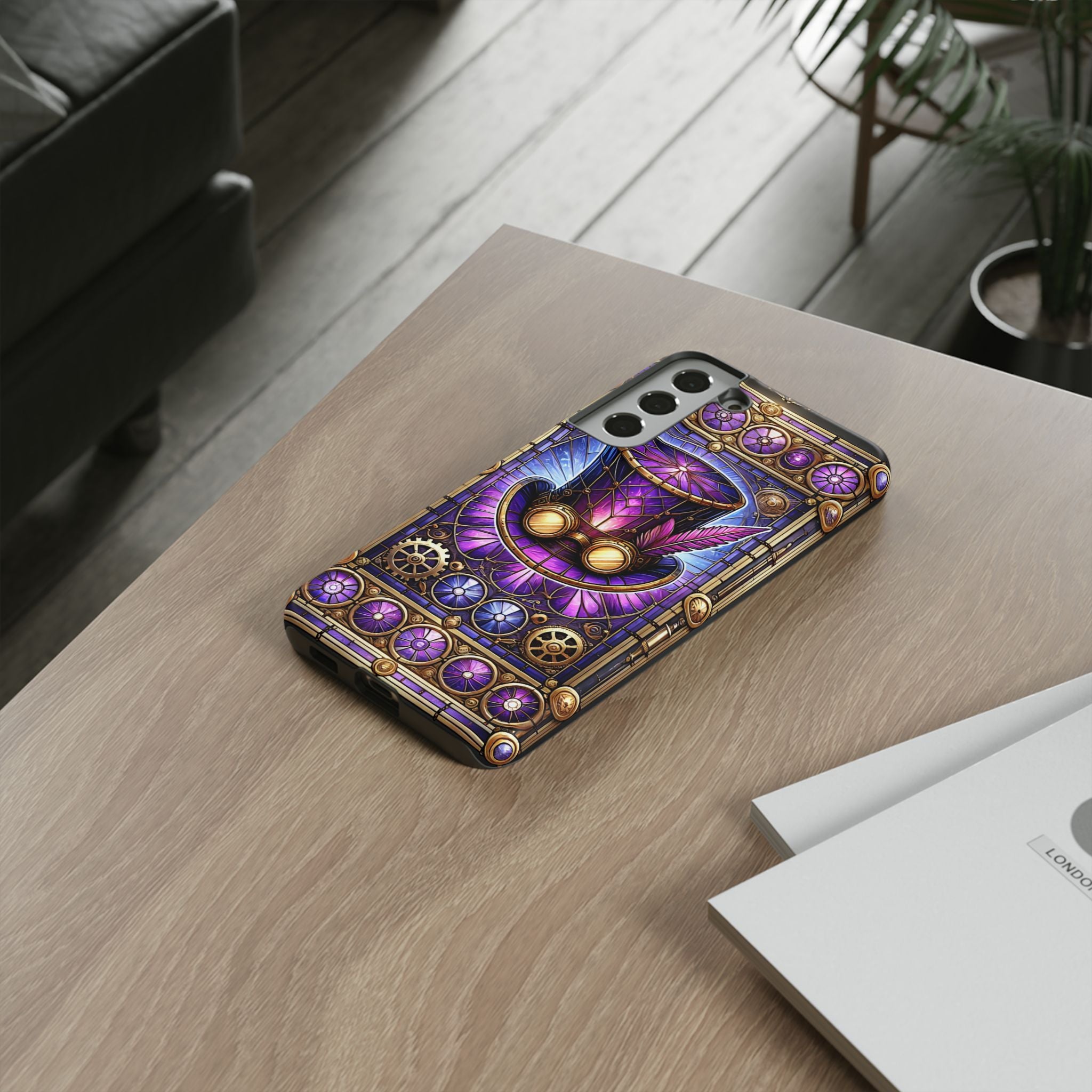 Stained Glass Steampunk Android Phone Case – 3D Full-Wrap Protective Cover with TPU Liner
