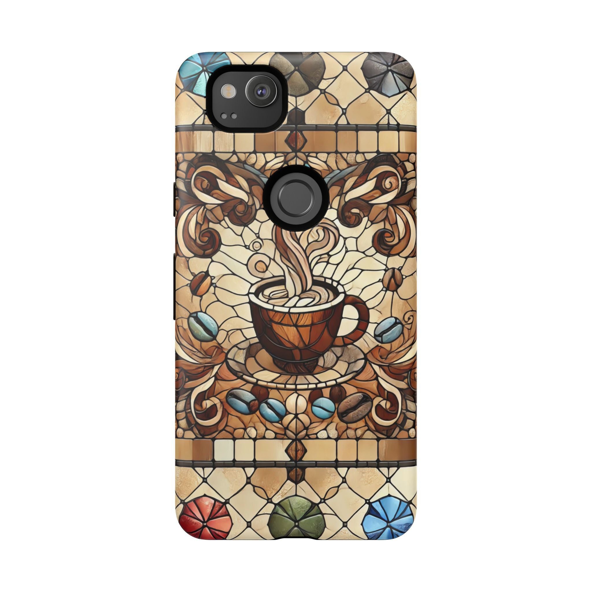 Stained Glass Coffee Android Phone Case – Shockproof TPU, 3D Wrap