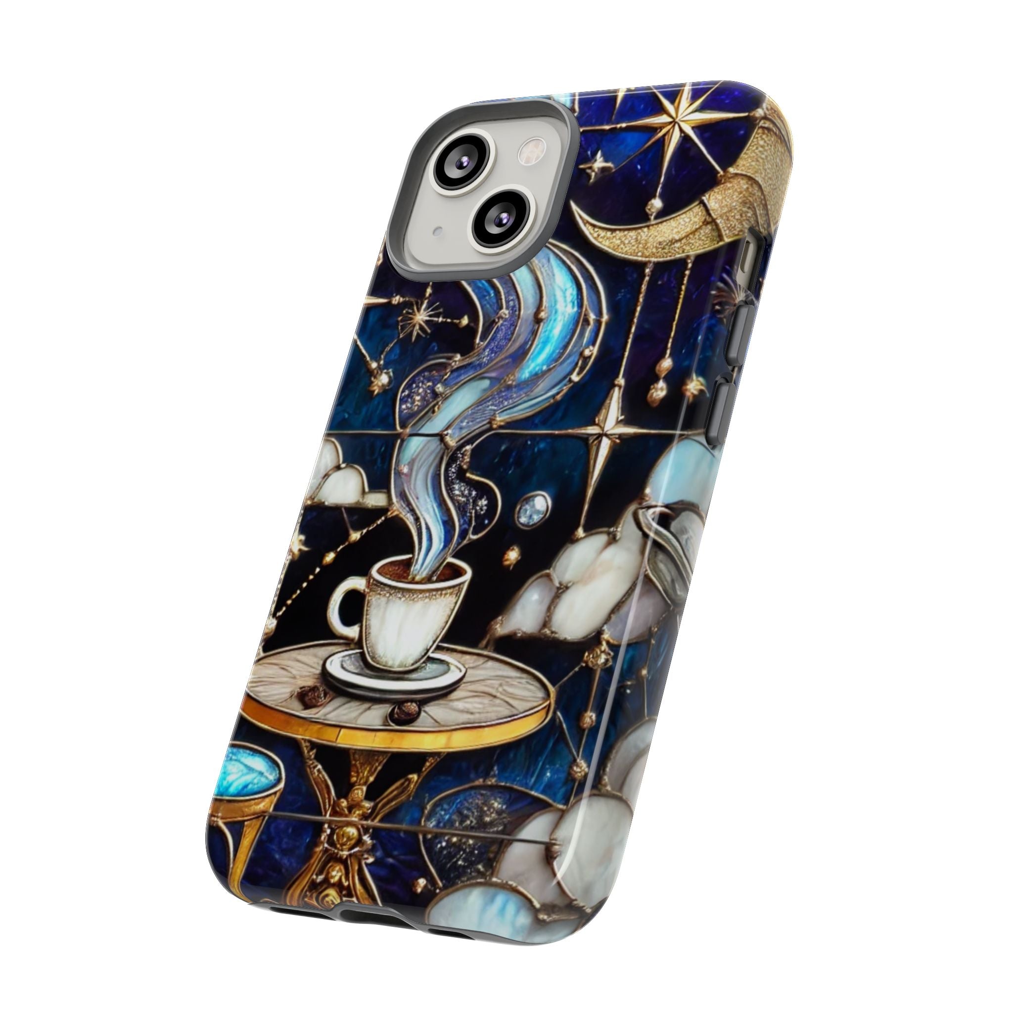 Celestial Stained Glass Coffee iPhone Case – Shockproof 3D Wrap