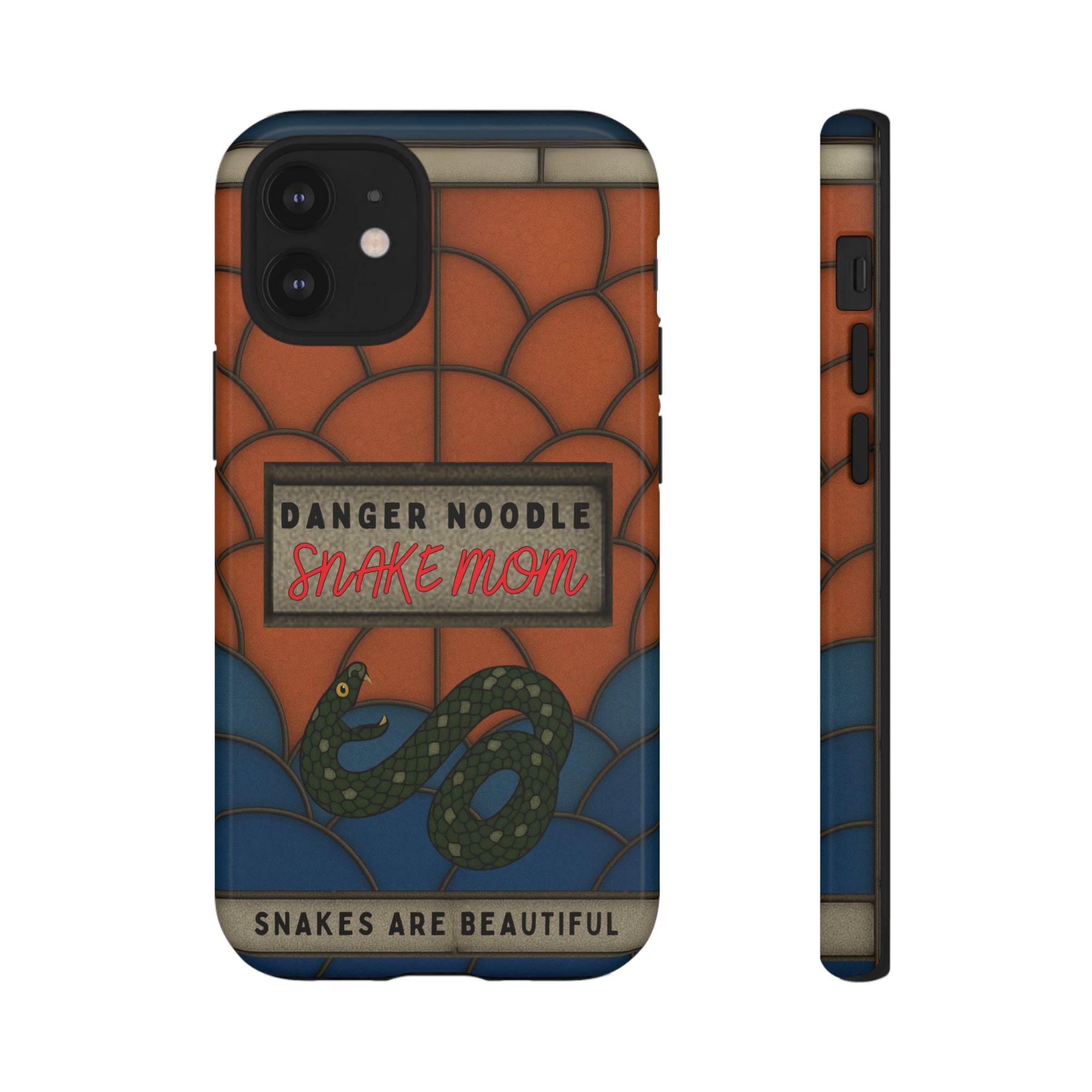 Danger Noodle Snake Mom Phone Case | Snakes Are Beautiful |Stained Glass Snake Art | Funny Snake Lover Gift |  Reptile Mom Phone Cover