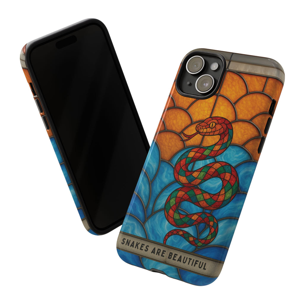 Snakes Are Beautiful Stained Glass Phone Case, Colorful Reptile Design Phone Cover, Nature Lovers Reptile Phone Case, Danger Noodle Case
