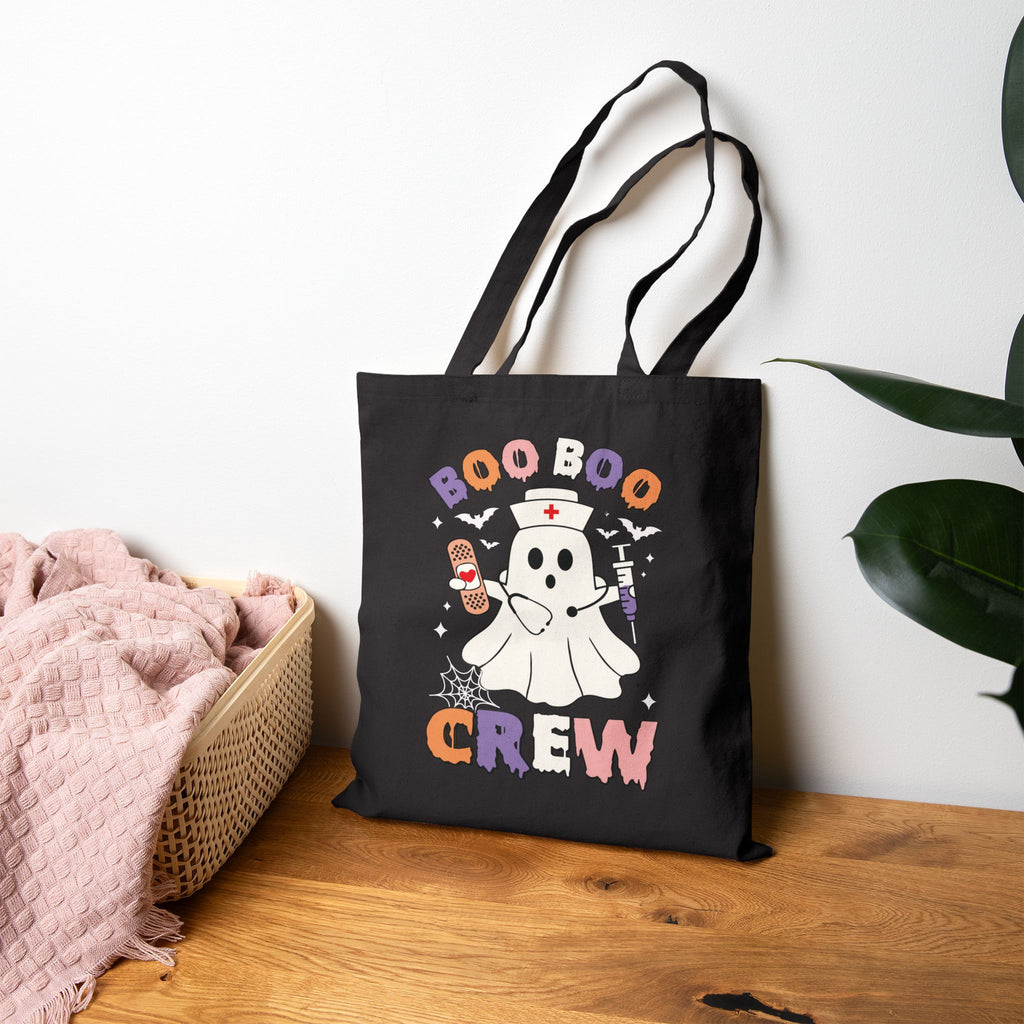 Boo-boo Crew Canvas Nurse Tote Bag - Spooky Season Medical Student Gift, Halloween Trick or Treat Bag, Healthcare Worker Reusable Laptop Bag