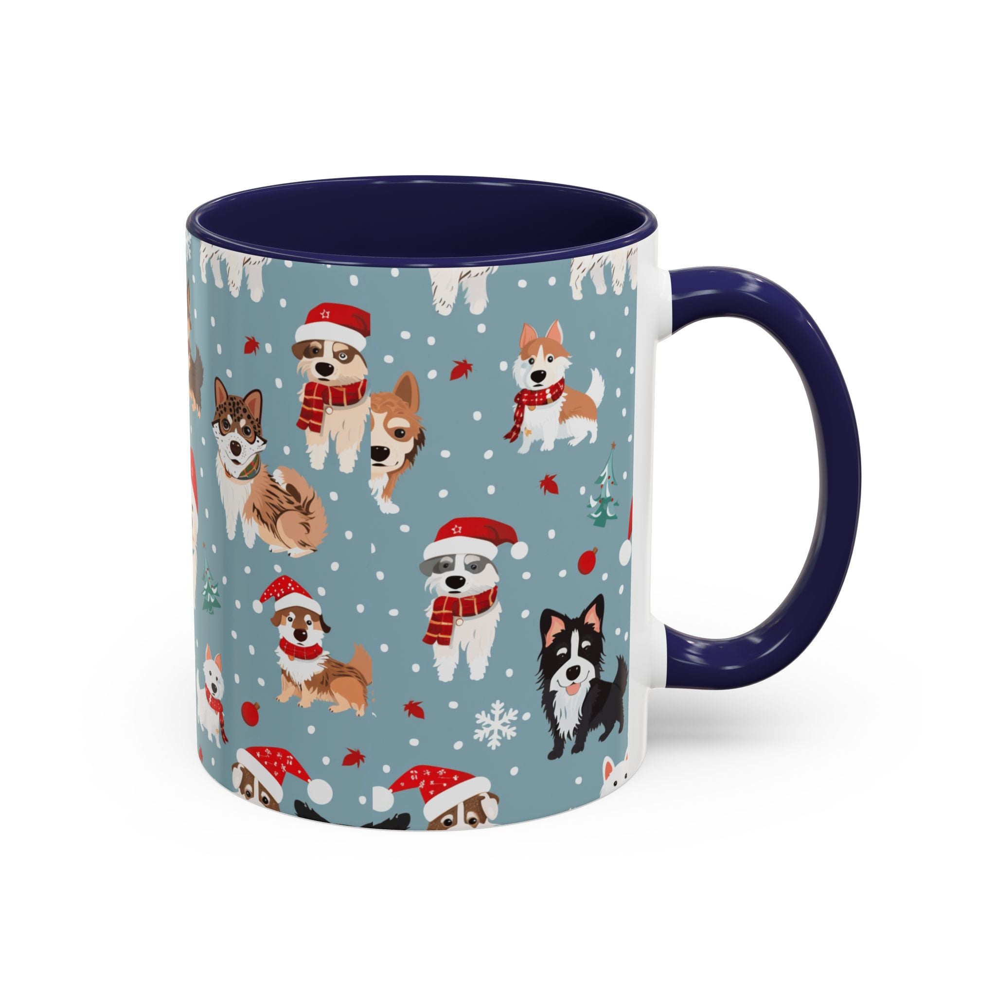 Corgi Holiday Coffee Mug – Cute Santa Dog Pattern Accent Mug (11/15oz)