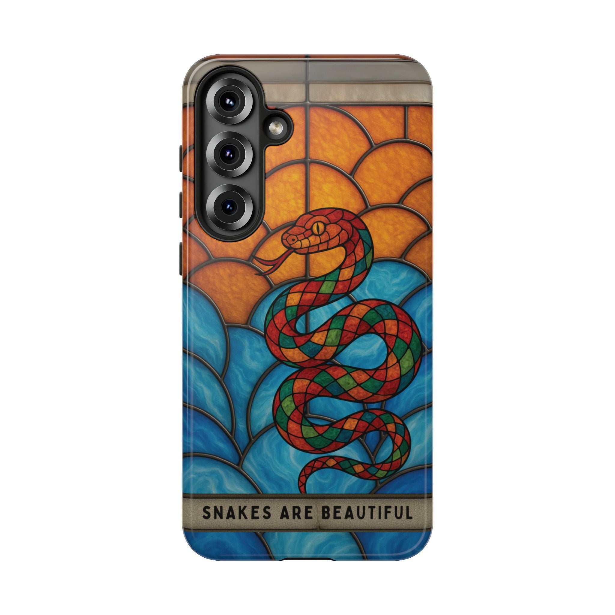 Snakes Are Beautiful Stained Glass Phone Case, Colorful Reptile Design Phone Cover, Nature Lovers Reptile Phone Case, Danger Noodle Case