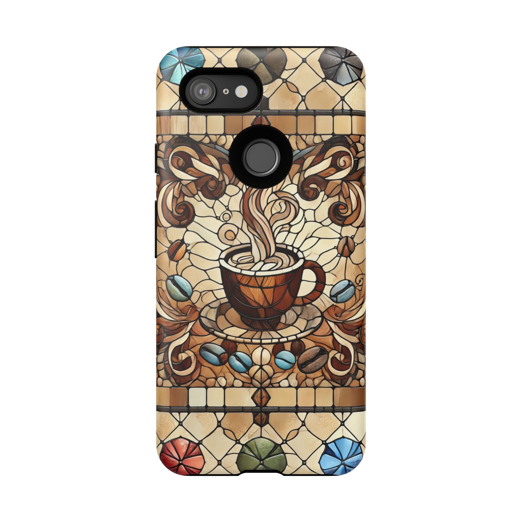 Stained Glass Coffee Android Phone Case – Shockproof TPU, 3D Wrap